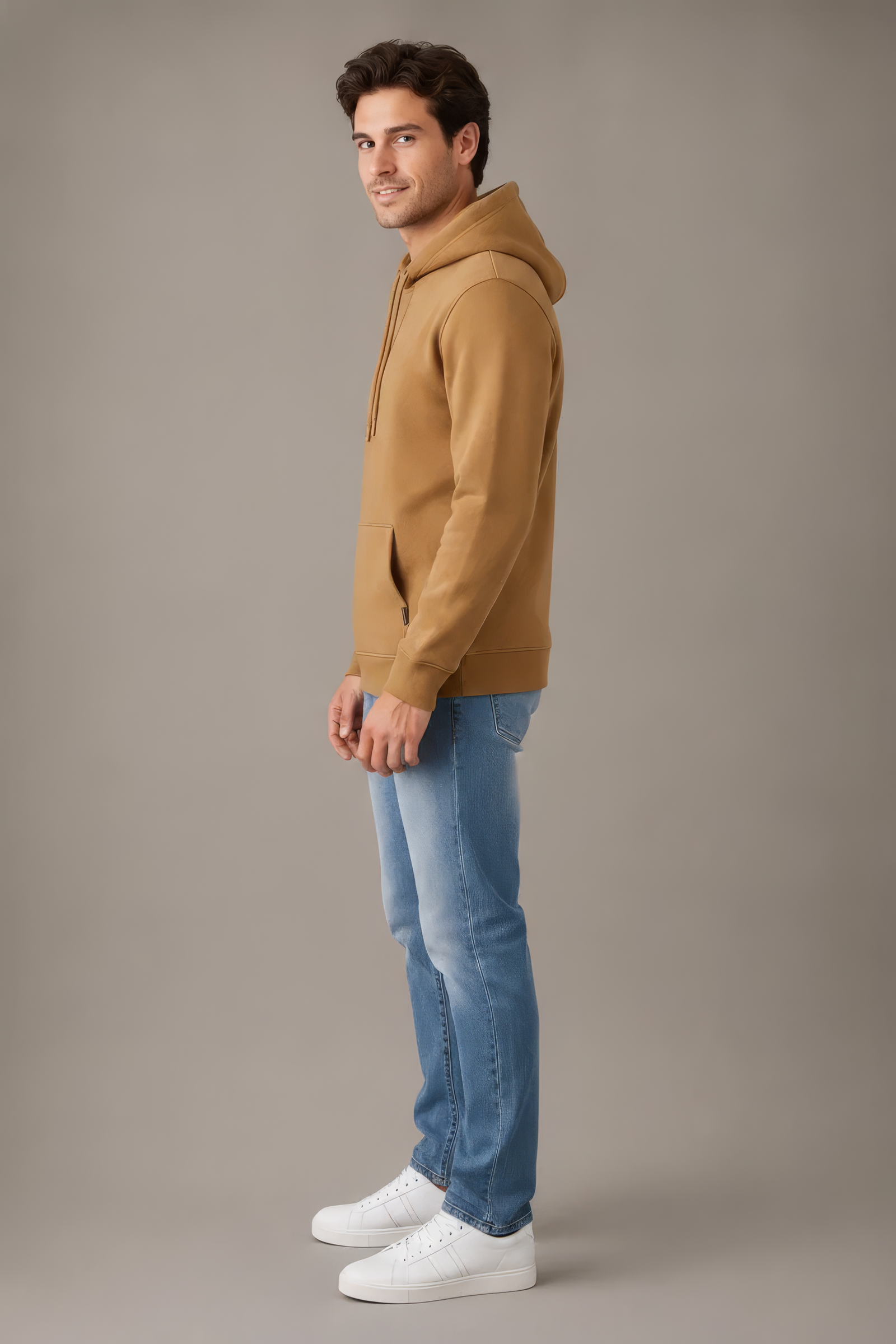 Dark Camel Premium German Velvet Hooded Sweatshirt