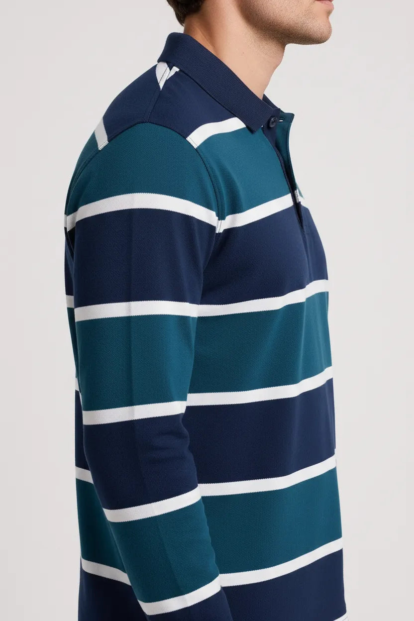 Men’s Pacific Cotton Polo Full-Sleeve Striped Winter T-Shirt