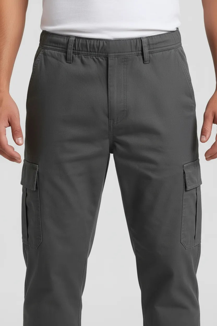 Men’s Choco Brown Cotton Poplin Cargo Lower with Drawstring & Elasticated Waist