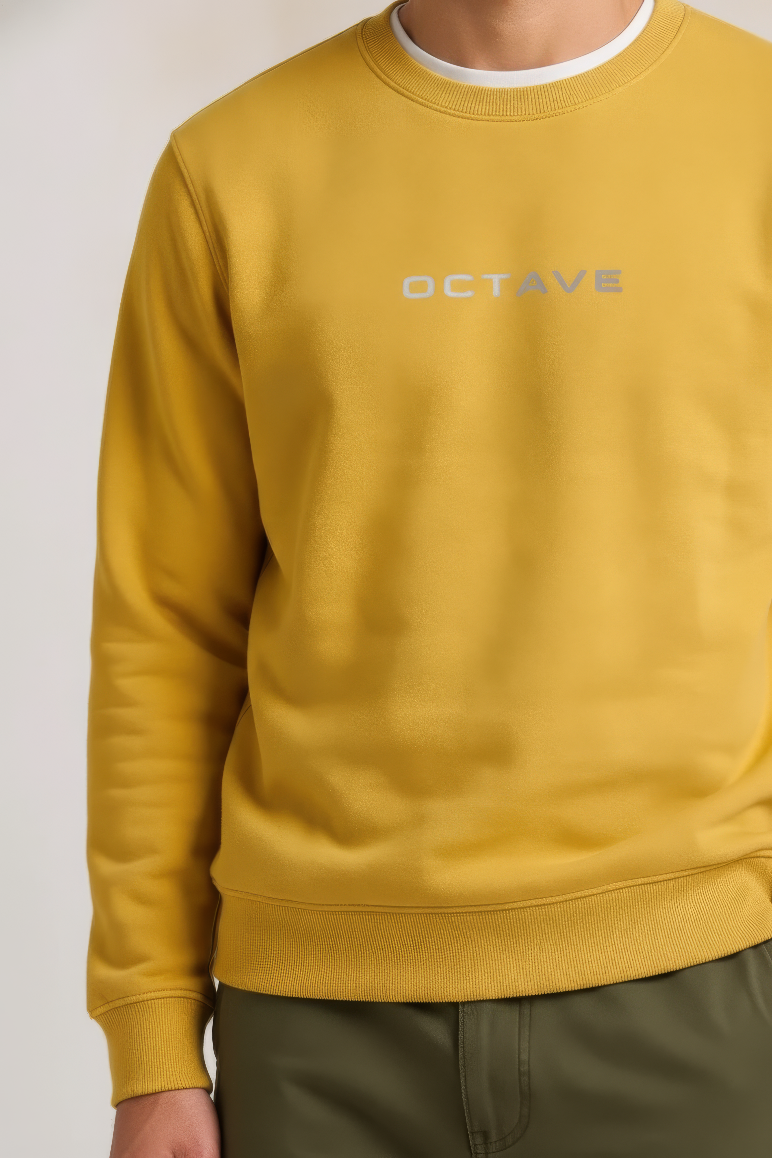 Men’s Premium Mustard Crew Neck Cotton Fleece Sweatshirt