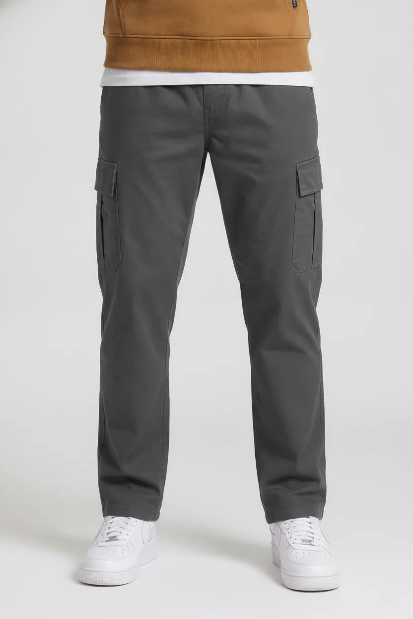 Men’s Choco Brown Cotton Poplin Cargo Lower with Drawstring & Elasticated Waist