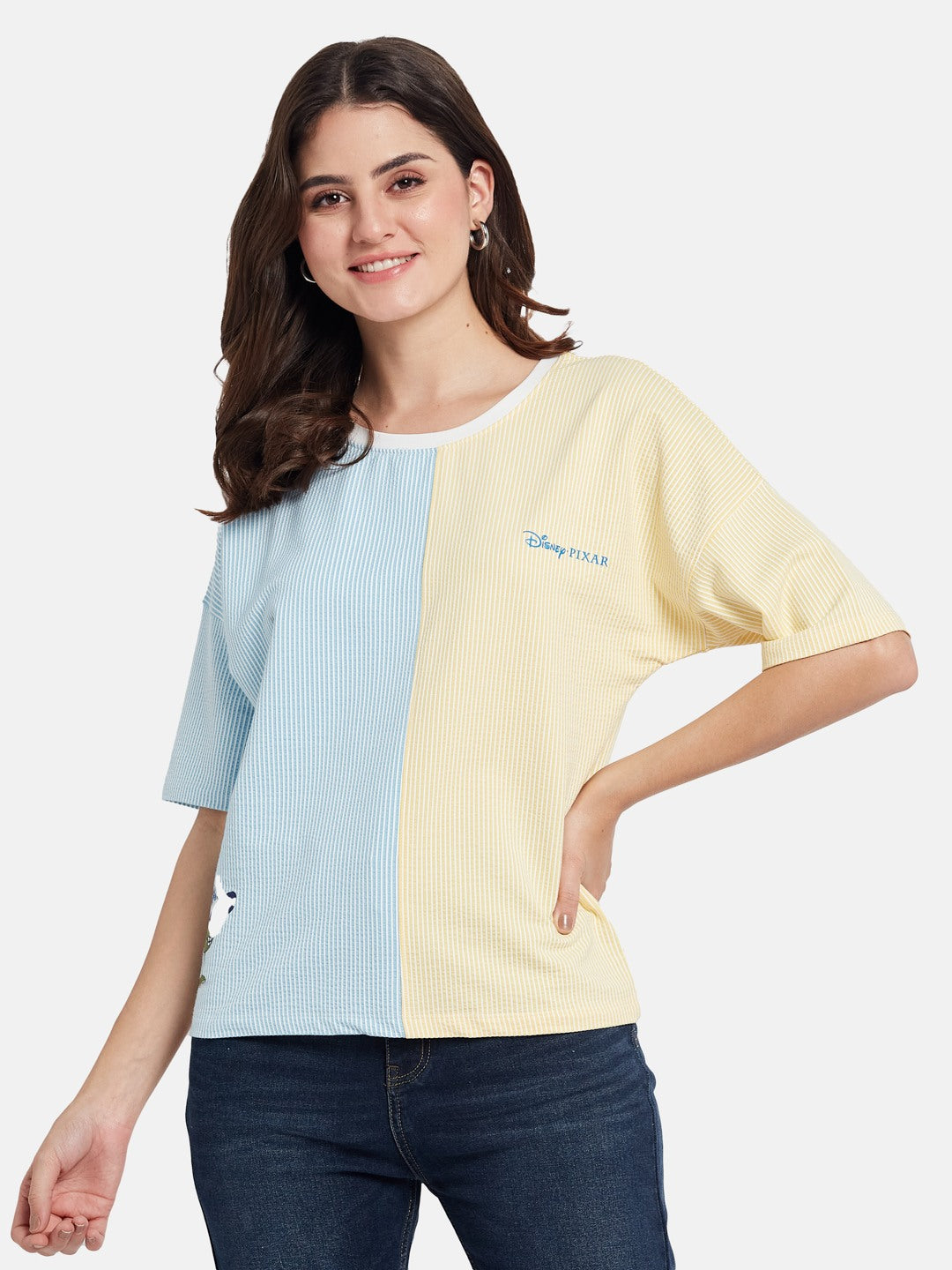 METTLE Colourblocked Round Neck Cotton T-shirt