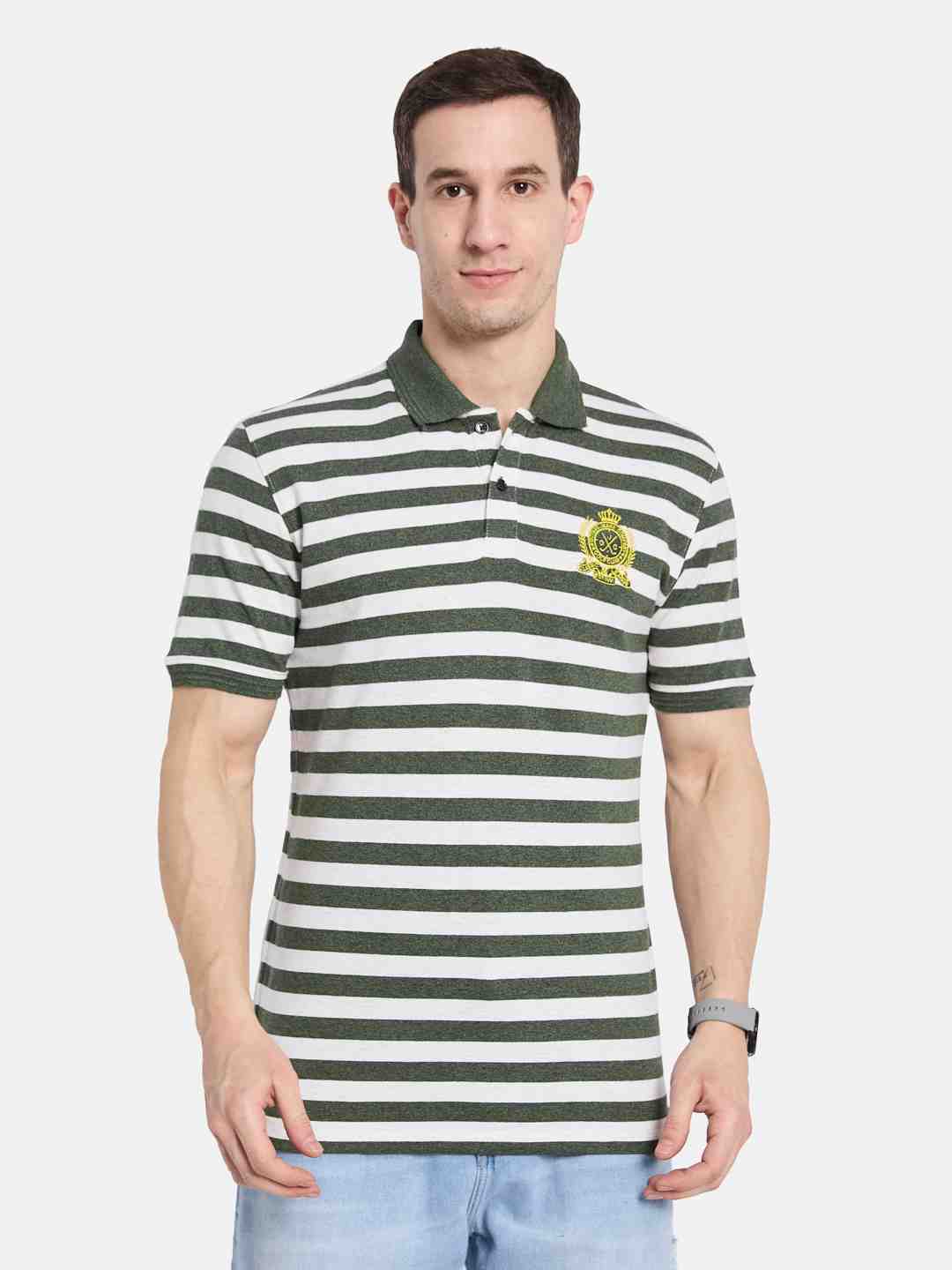 Octave Men Colourblocked Polo Collar T-shirt