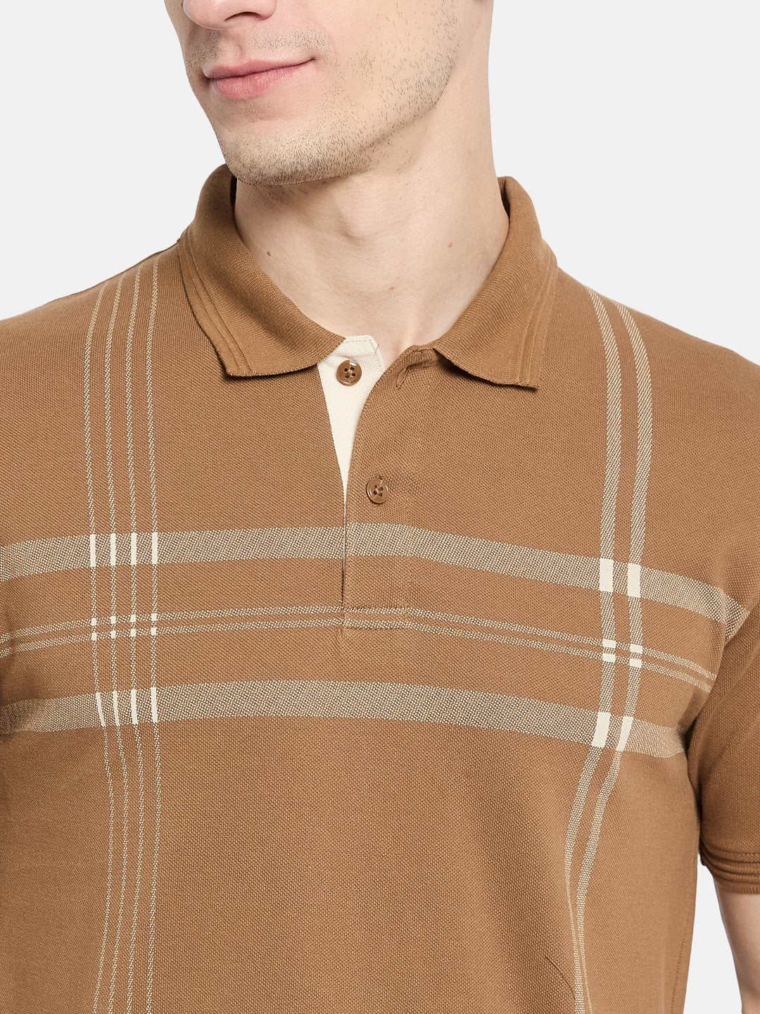Octave Men Striped Polo Collar T-shirt