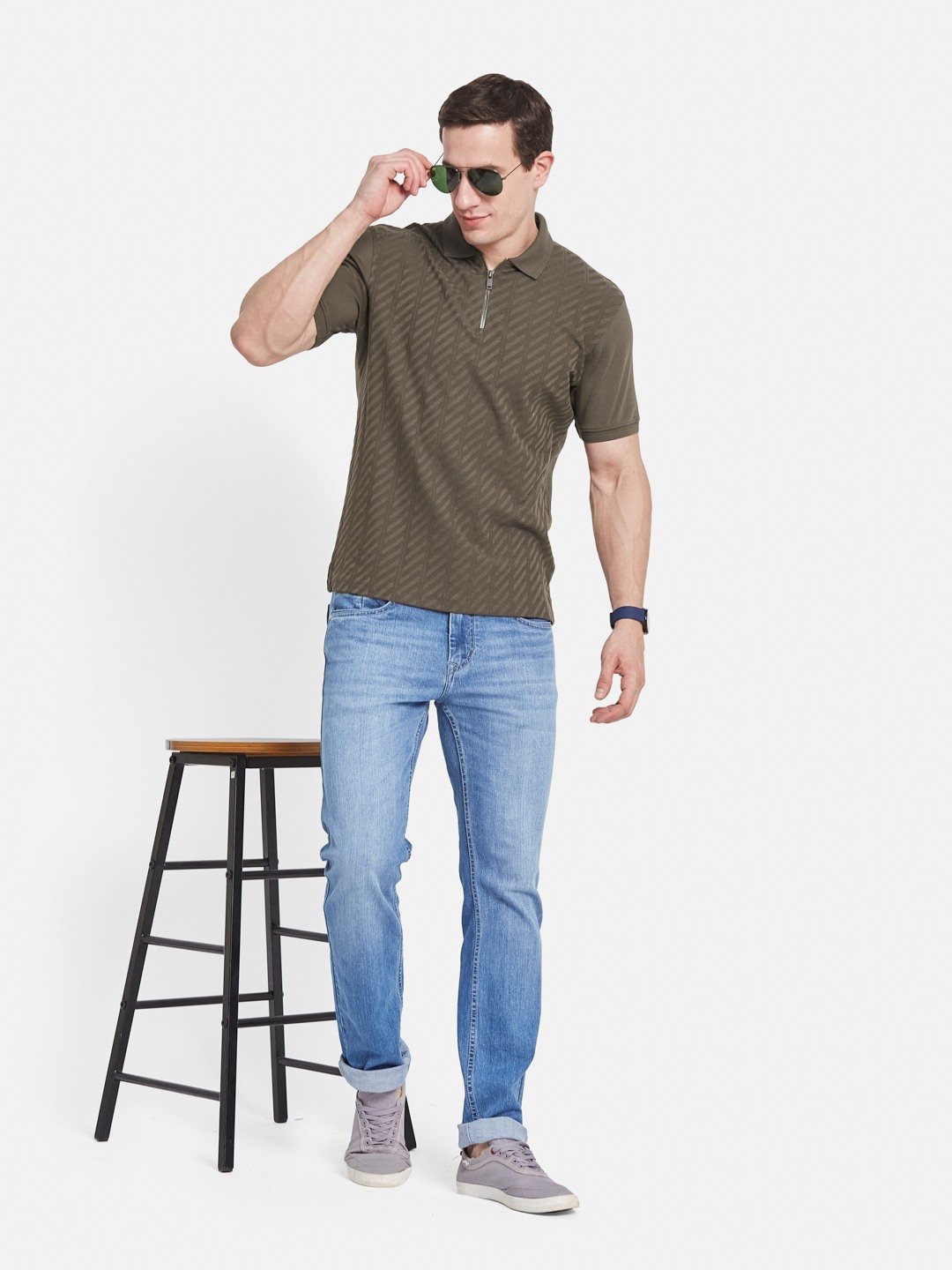 Octave Men Printed Polo Collar T-shirt