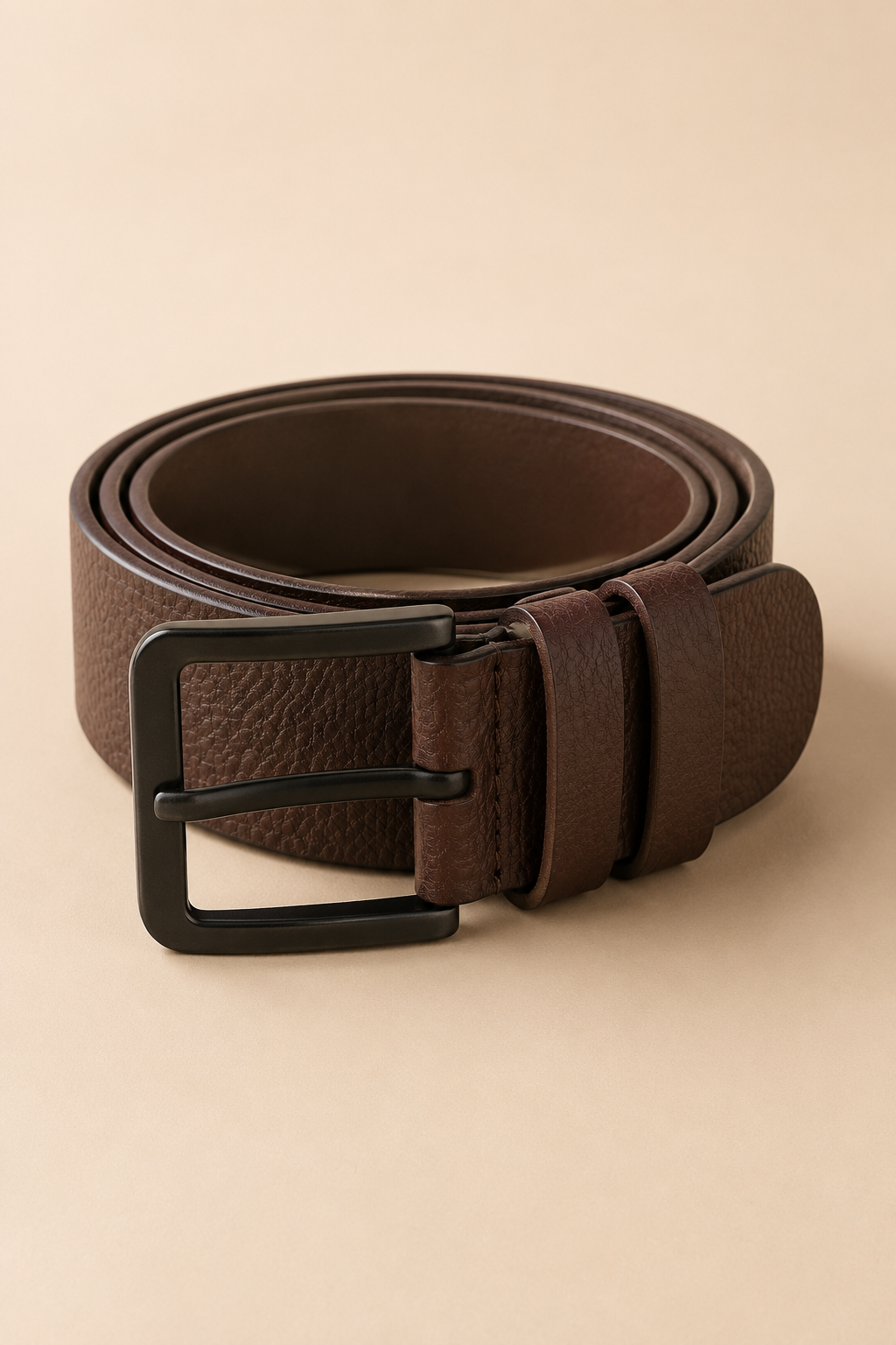 Men's Brown Leather Belt with Brushed Steel Buckle | Premium Formal & Casual Waist Belt for Men