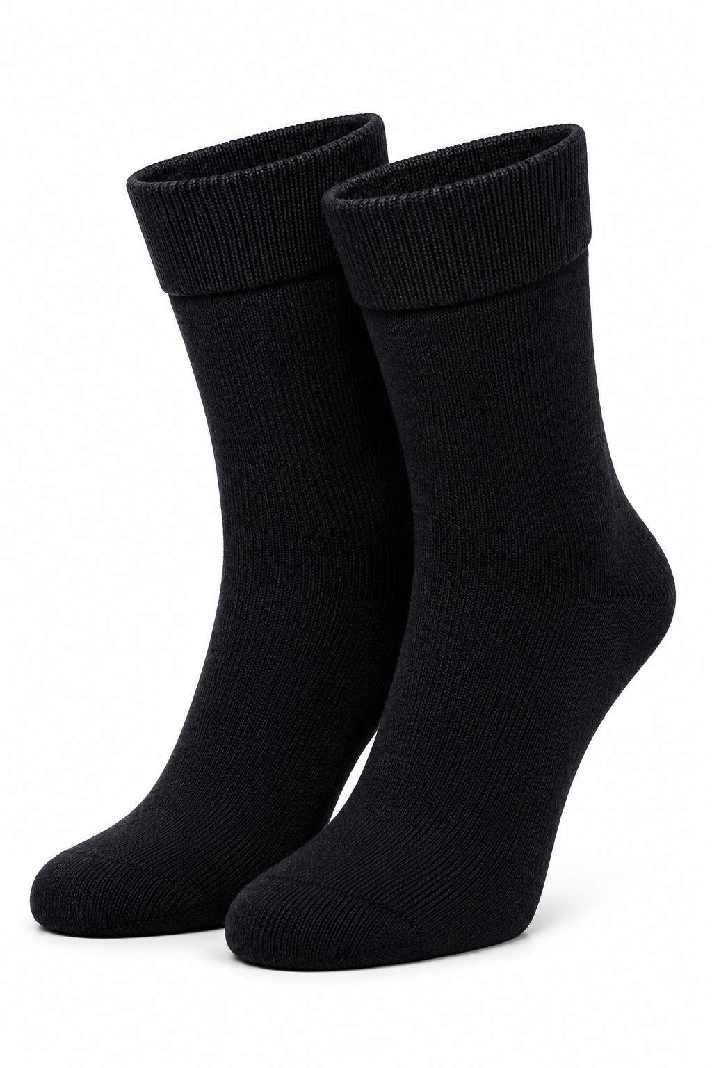 Men's Crew Length Solid Black Cotton Blend Socks