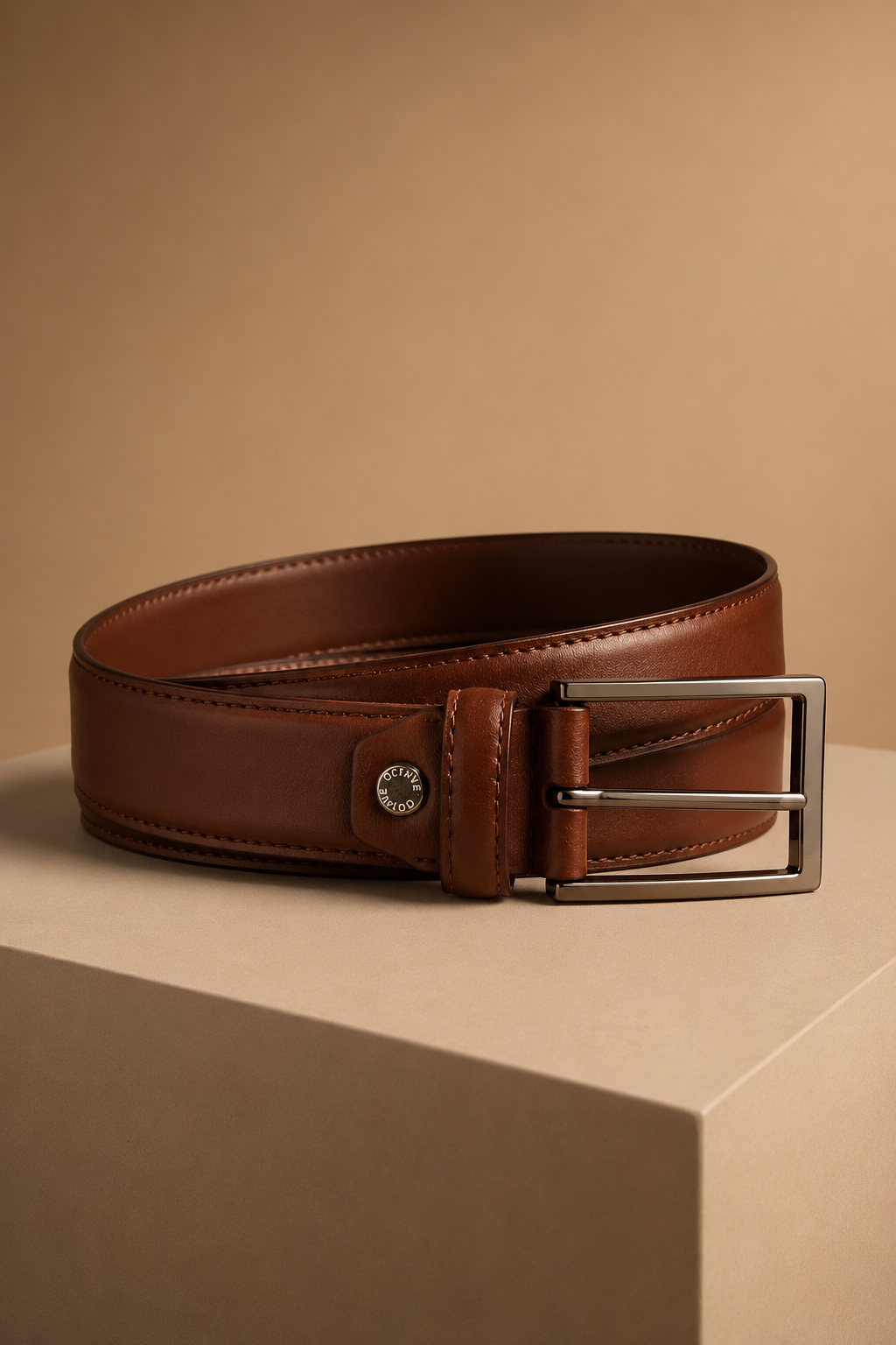 Brown Men’s Belt with Rectangular Metal Pin Buckle | Classic Formal & Casual Belt