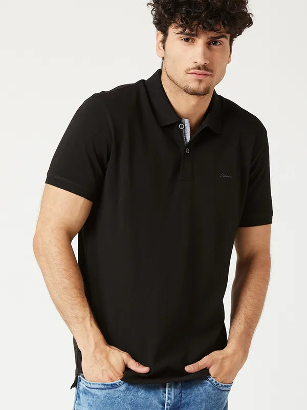 Black Solid Polo T-Shirt