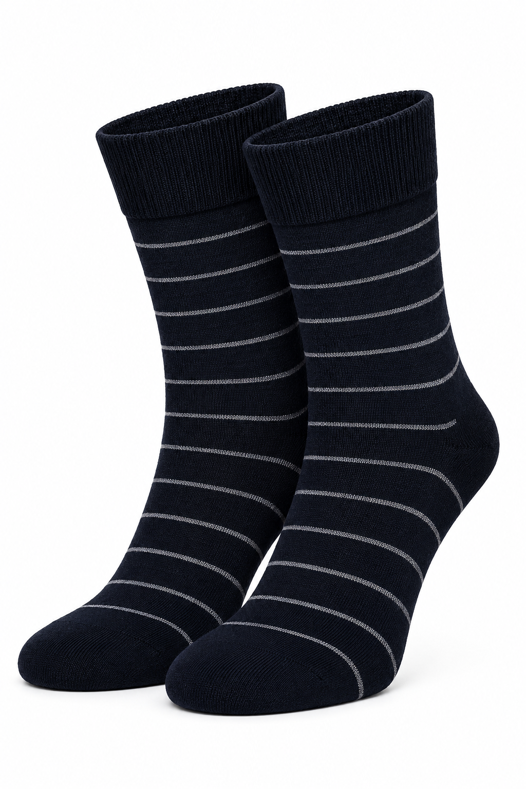 Men's Crew Length  – Navy Blue Striped Socks