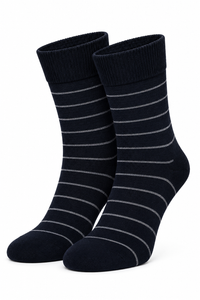 Men's Crew Length  – Navy Blue Striped Socks