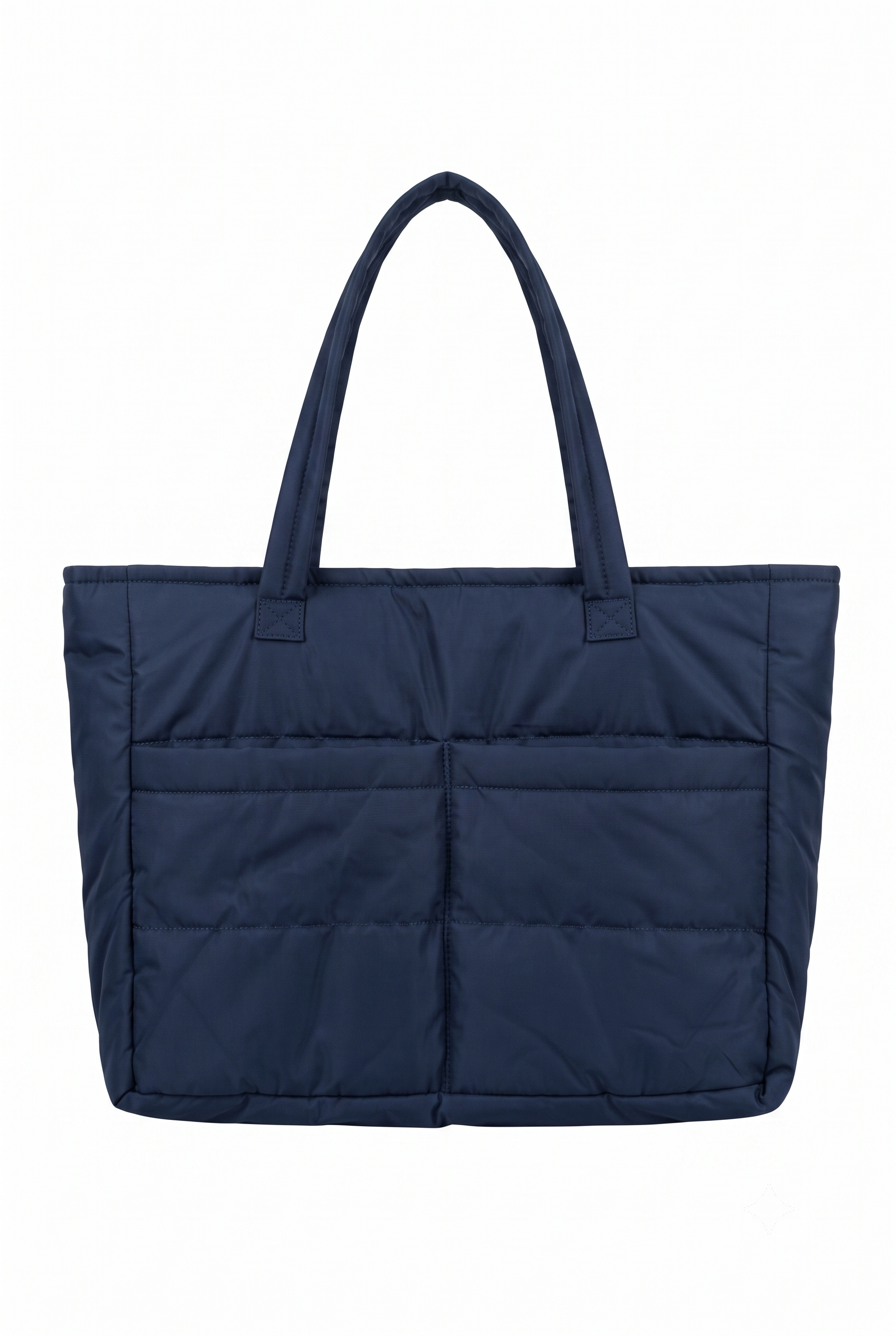 Women's Navy Blue Puffer Tote Handbag | Lightweight Shoulder Bag | Large Capacity Everyday Tote Bag with Front Pockets