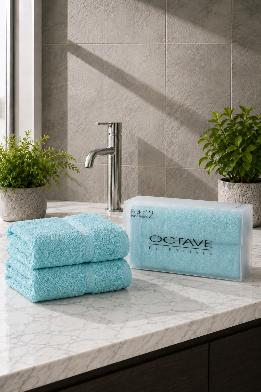 Mint Hand Towels – Pack of 2, Soft & Absorbent Terry Towels, 40 × 60 cm