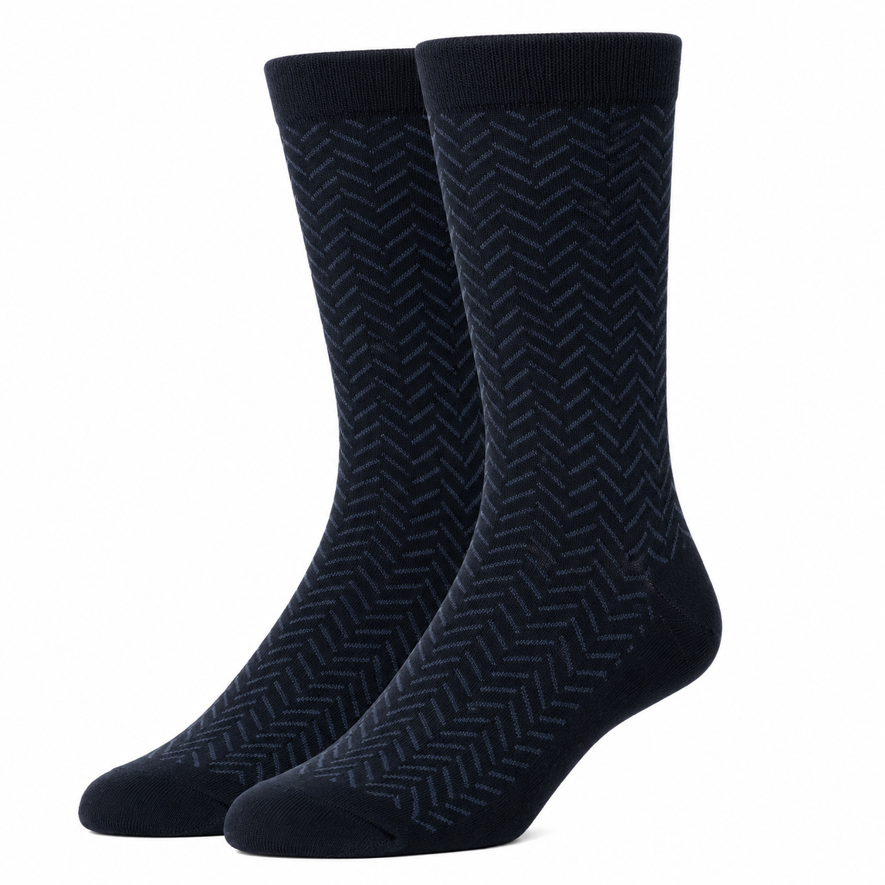 Premium Men's Herringbone Dress Socks - Black Crew Socks