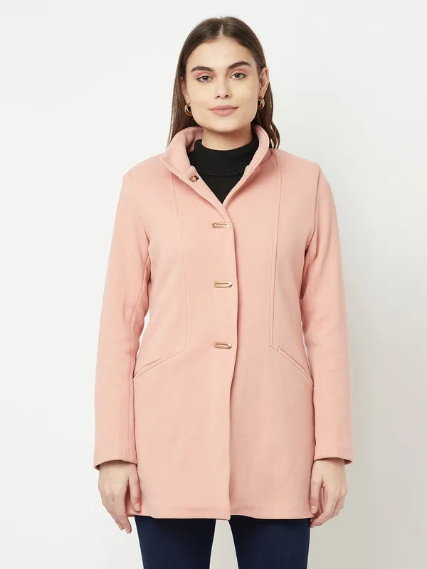 Women Suede Pink Coat