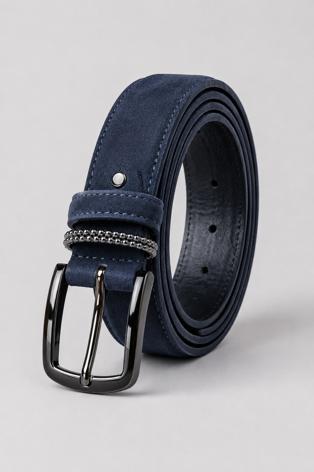 Men's Navy Suede Leather Belt with Gunmetal Buckle | Premium Casual & Smart Casual Belt for Men
