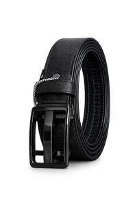 Men's Black Leather Belt with Glossy Black Buckle | Premium Formal & Casual Belt for Men