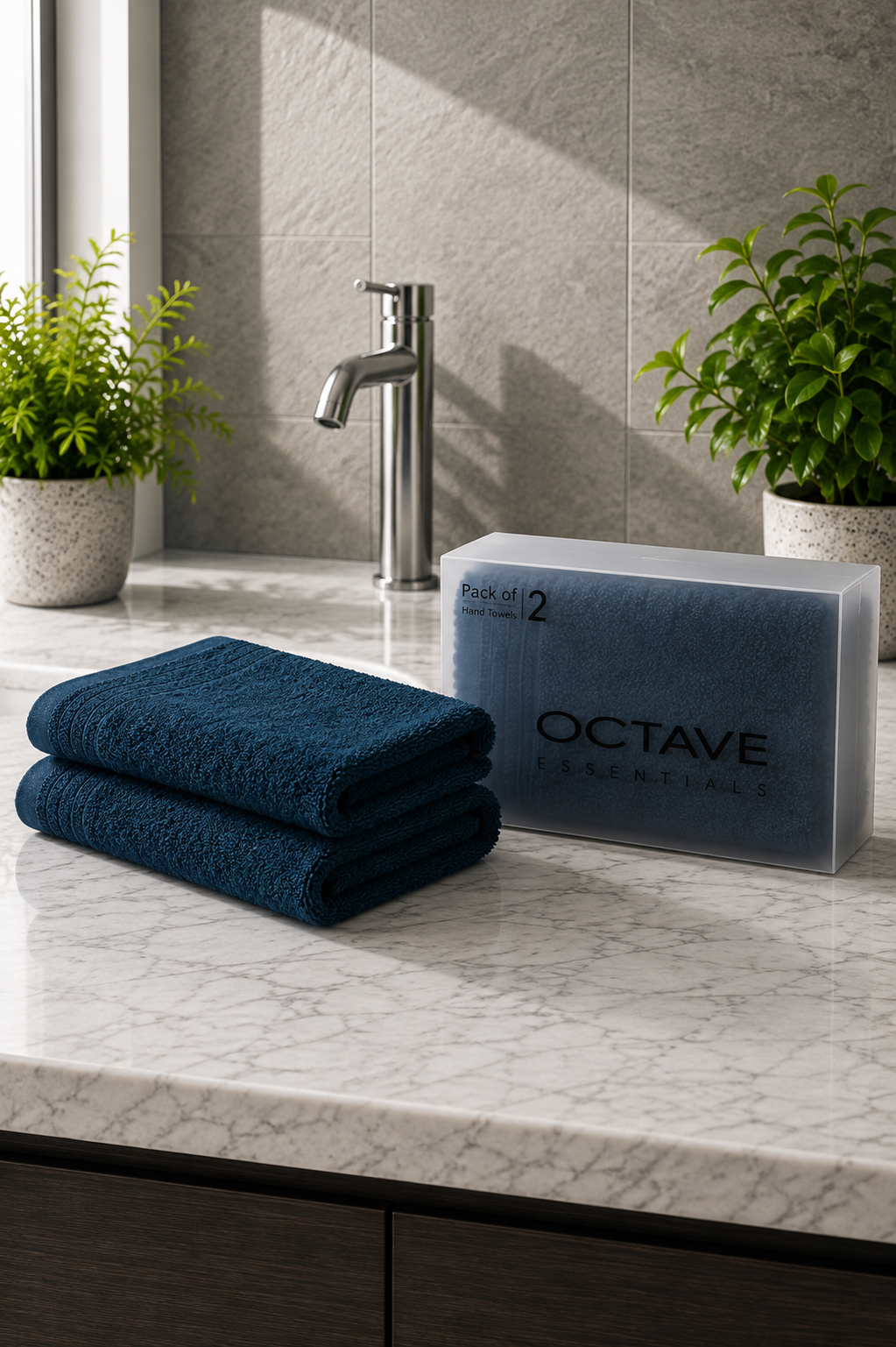 Teal Colour  Hand Towels – Pack of 2, Soft & Absorbent Terry Towels, 40 × 60 cm