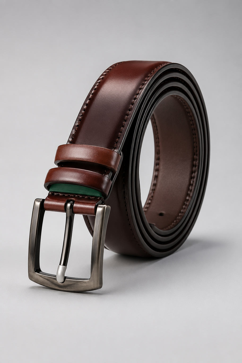 Men's Premium Brown Leather Belt with Brushed Metal Buckle | Classic Formal & Casual Belt for Men