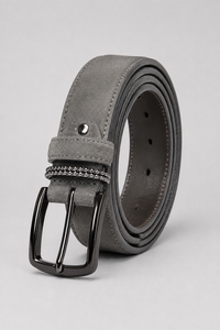 Men's Stone Suede Leather Belt with Gunmetal Buckle | Premium Casual & Smart Casual Belt for Men