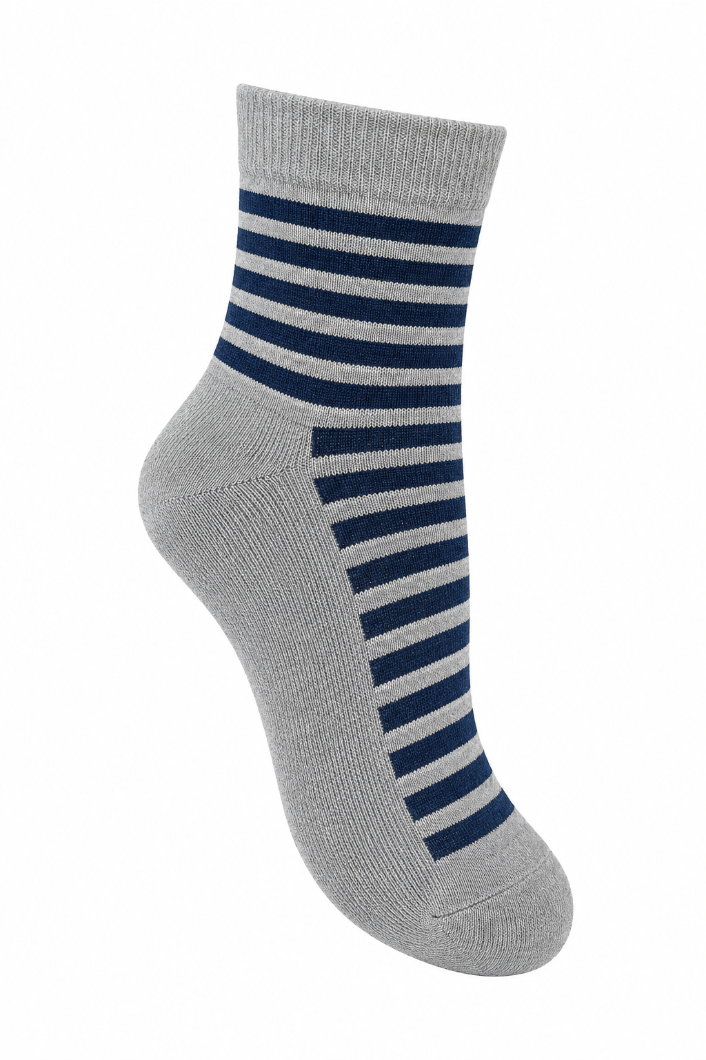 Premium Men's Striped Quarter Socks - Grey  Front Panel Design