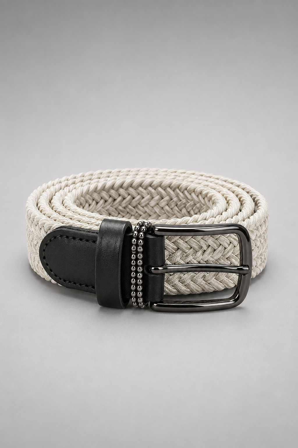 Men's Natural Braided Stretch Belt with Gunmetal Buckle