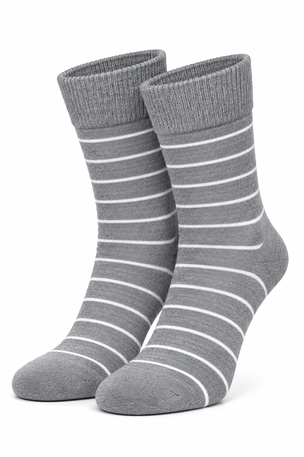Men's Crew Length Grey Melange Striped  Socks