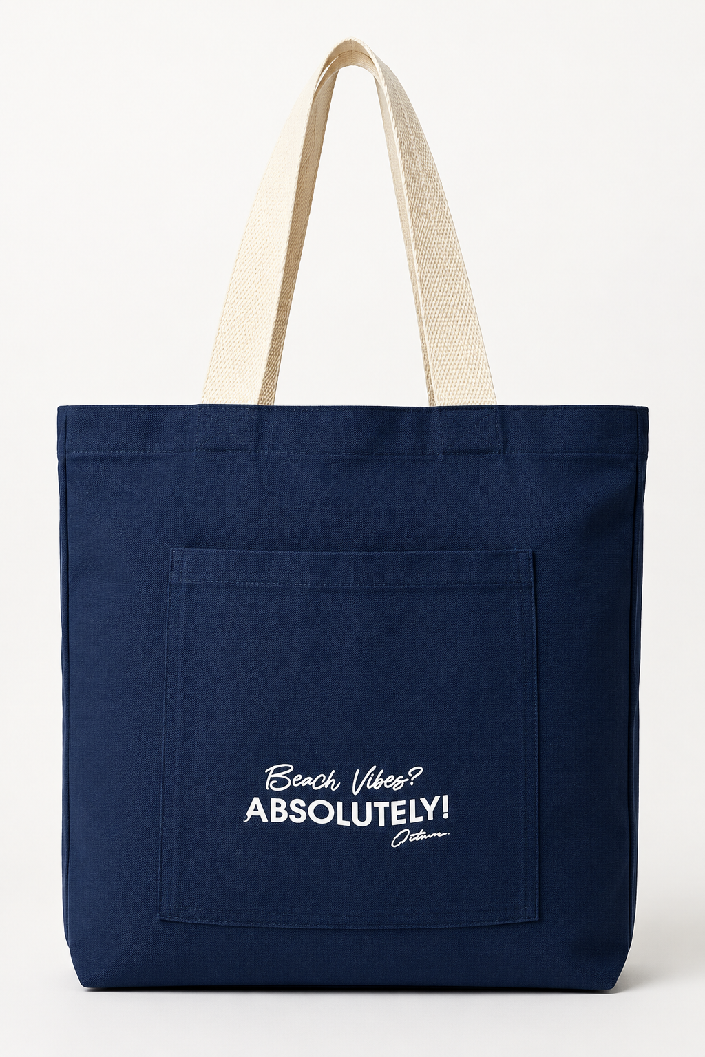 Women's Navy Blue Canvas Tote Hand Bag with Front Pocket | Eco-Friendly Cotton Shoulder Shopping Bag | 30 x 35 cm