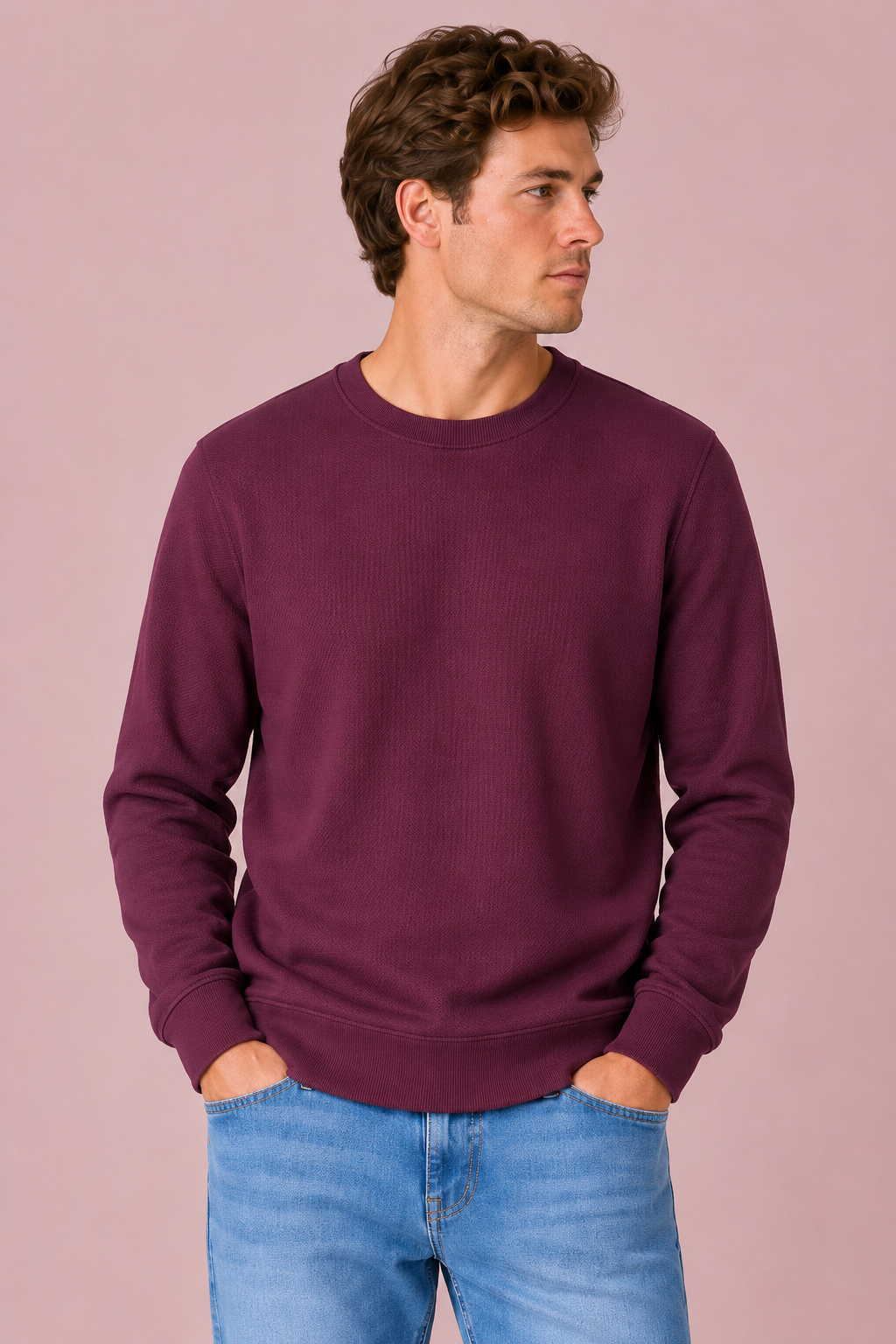 Men’s Wine Football Knit Full Sleeve Pre-Winter Sweatshirts