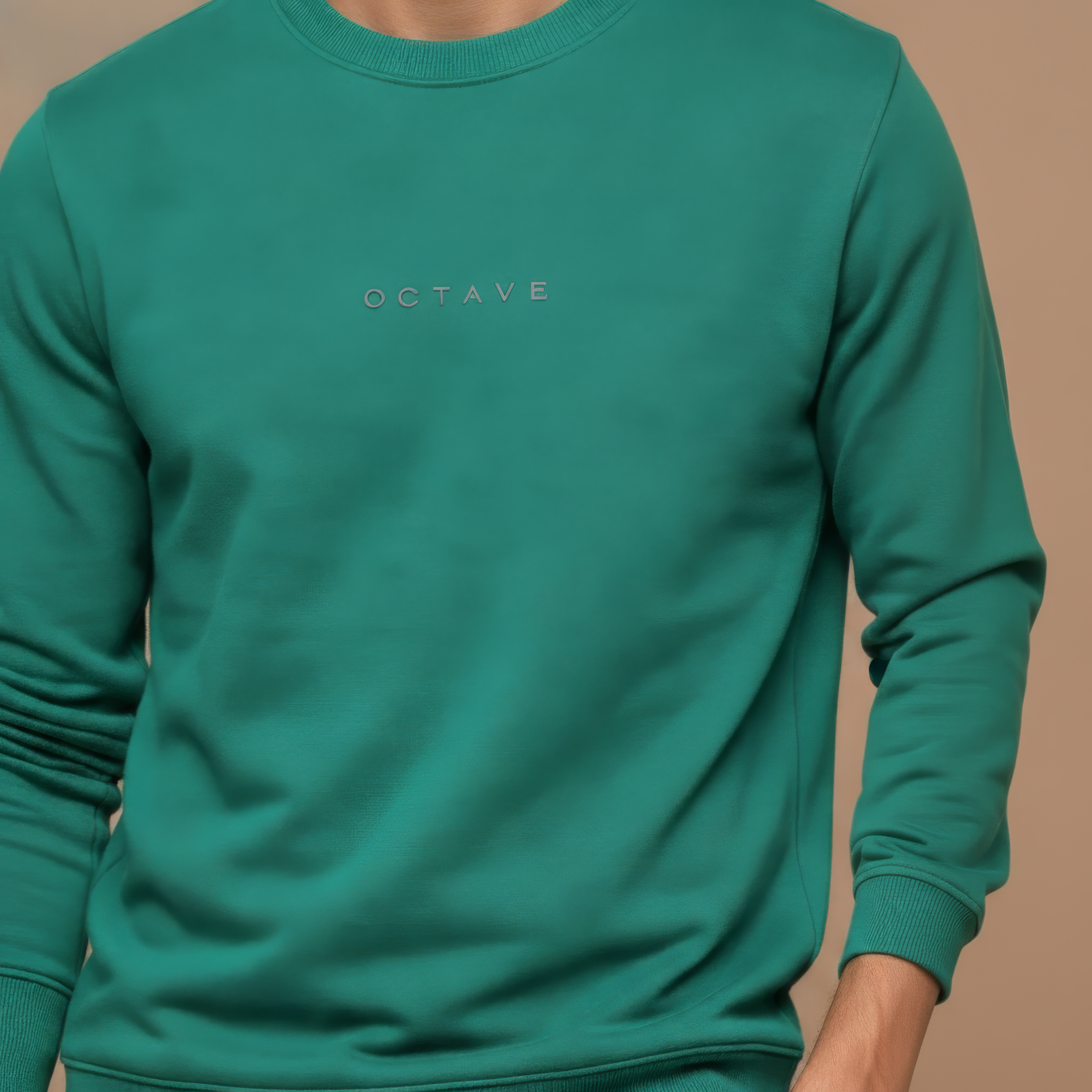 Men’s Premium Green Crew Neck Cotton Fleece Sweatshirt