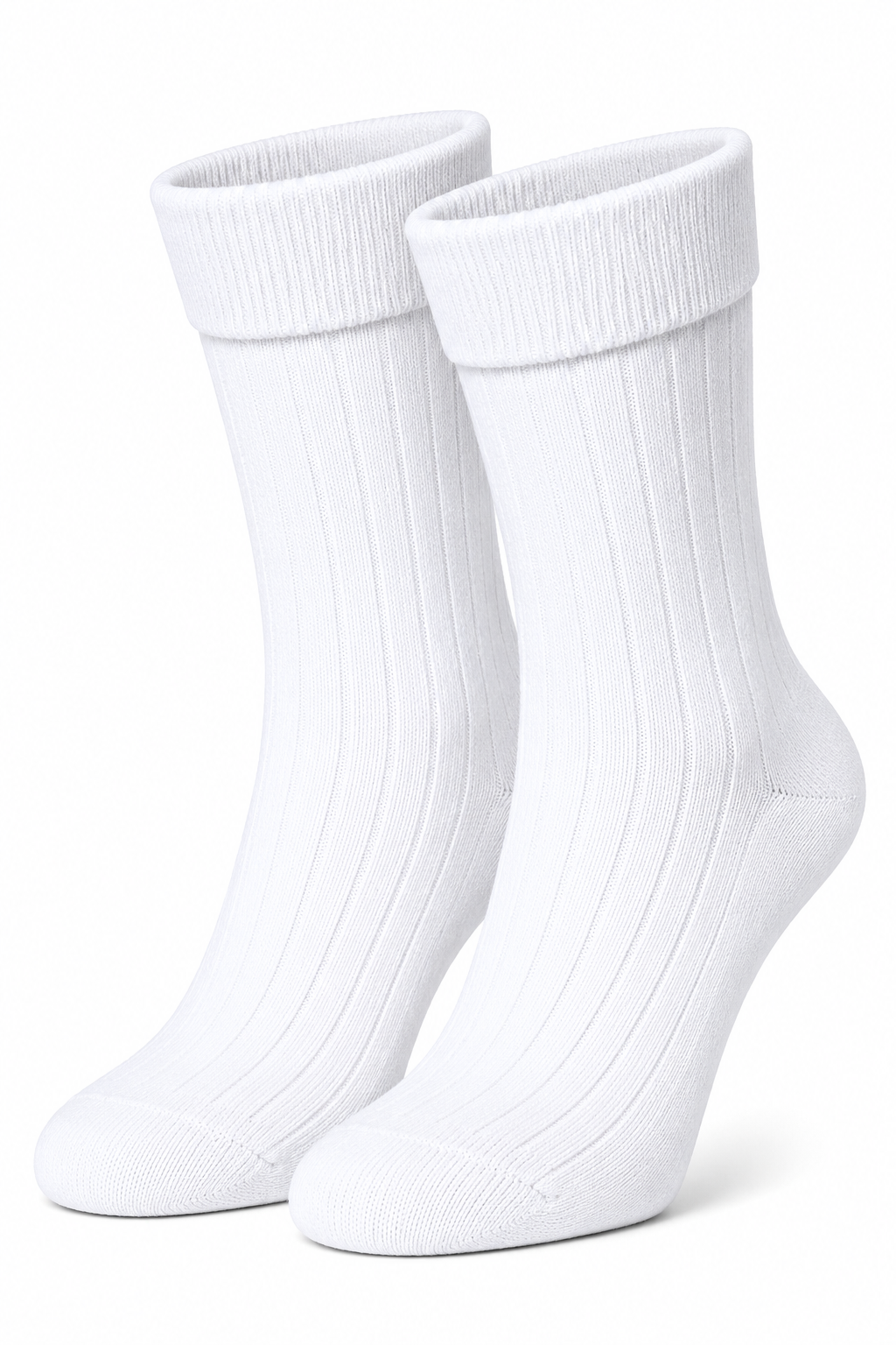 Men’s White Crew Length Ribbed Socks