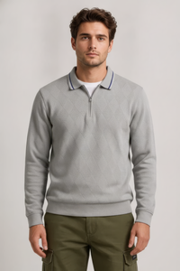 Men's Onyx Lycra Jacquard Half Zip T-Shirt |