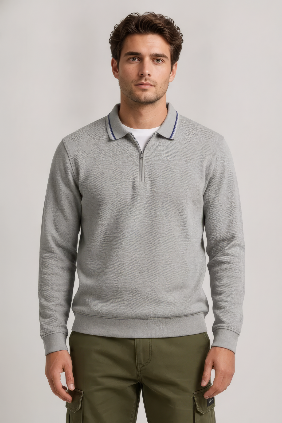 Men's Onyx Lycra Jacquard Half Zip T-Shirt |