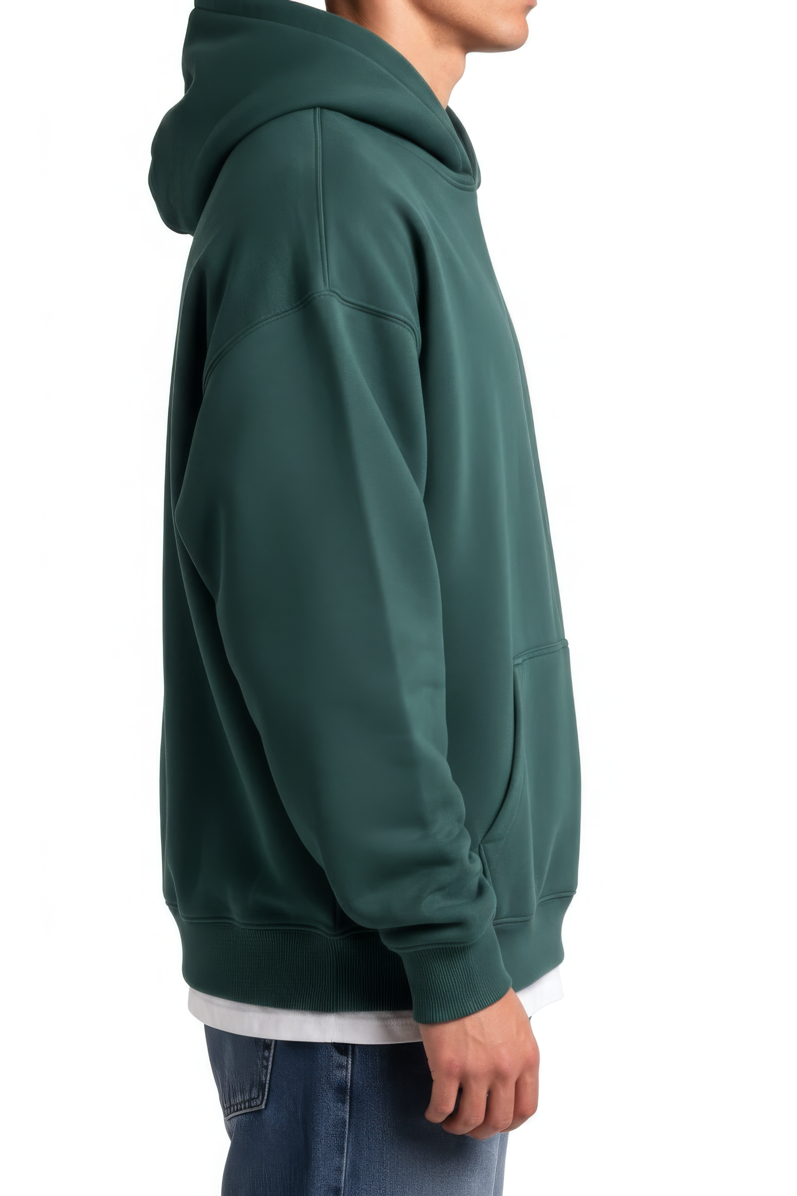 Bottle Green Melange Hooded Sweatshirt  – Premium Blended German Velvet