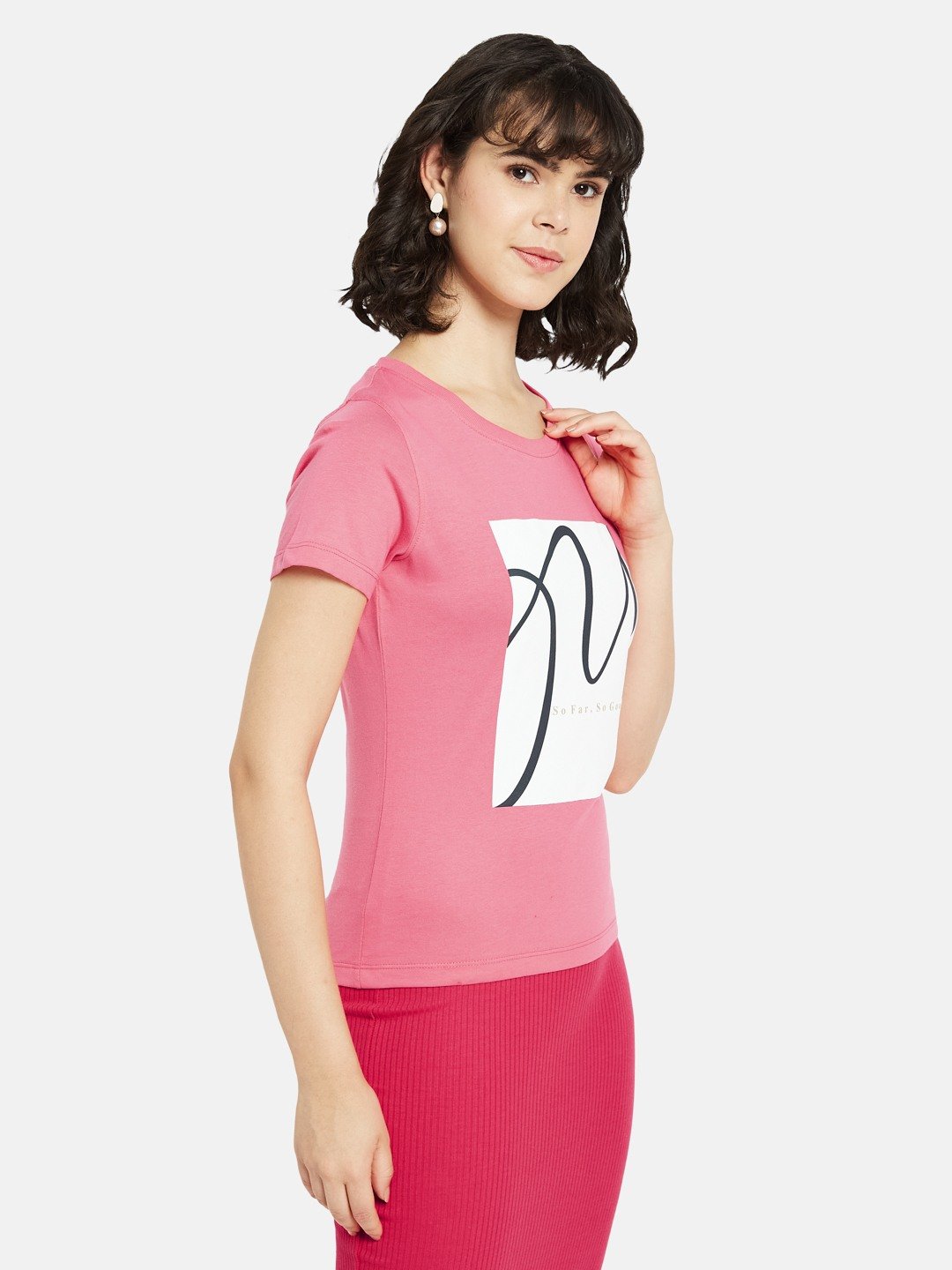 METTLE Women Graphic Printed Round Neck Cotton T-shirt
