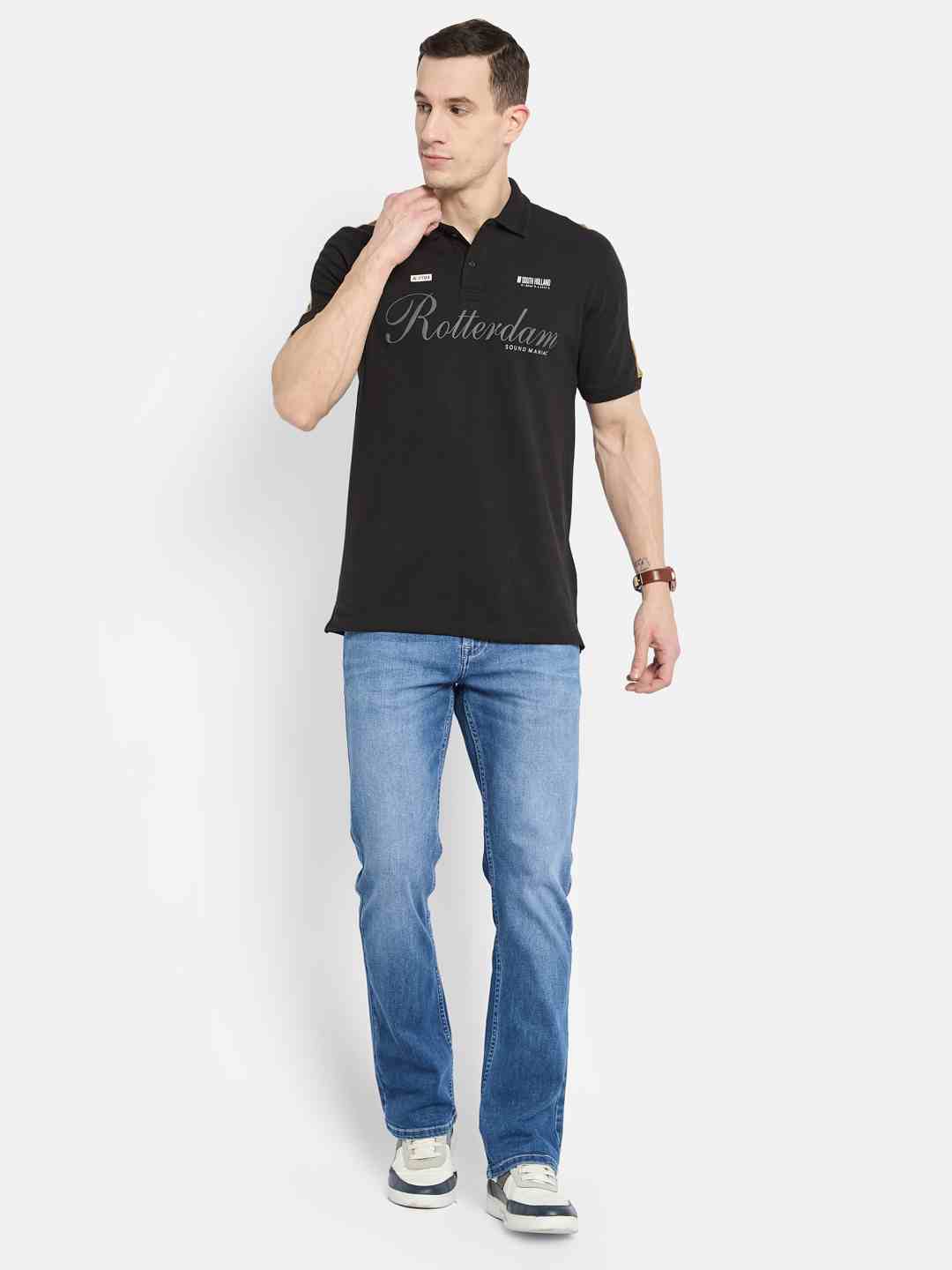 Octave Men Printed Polo Collar T-shirt