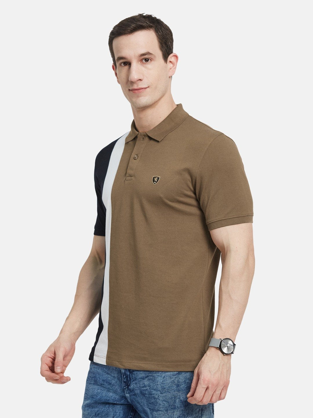 CUT N SEW POLO NECK PIQUE  T-SHIRT