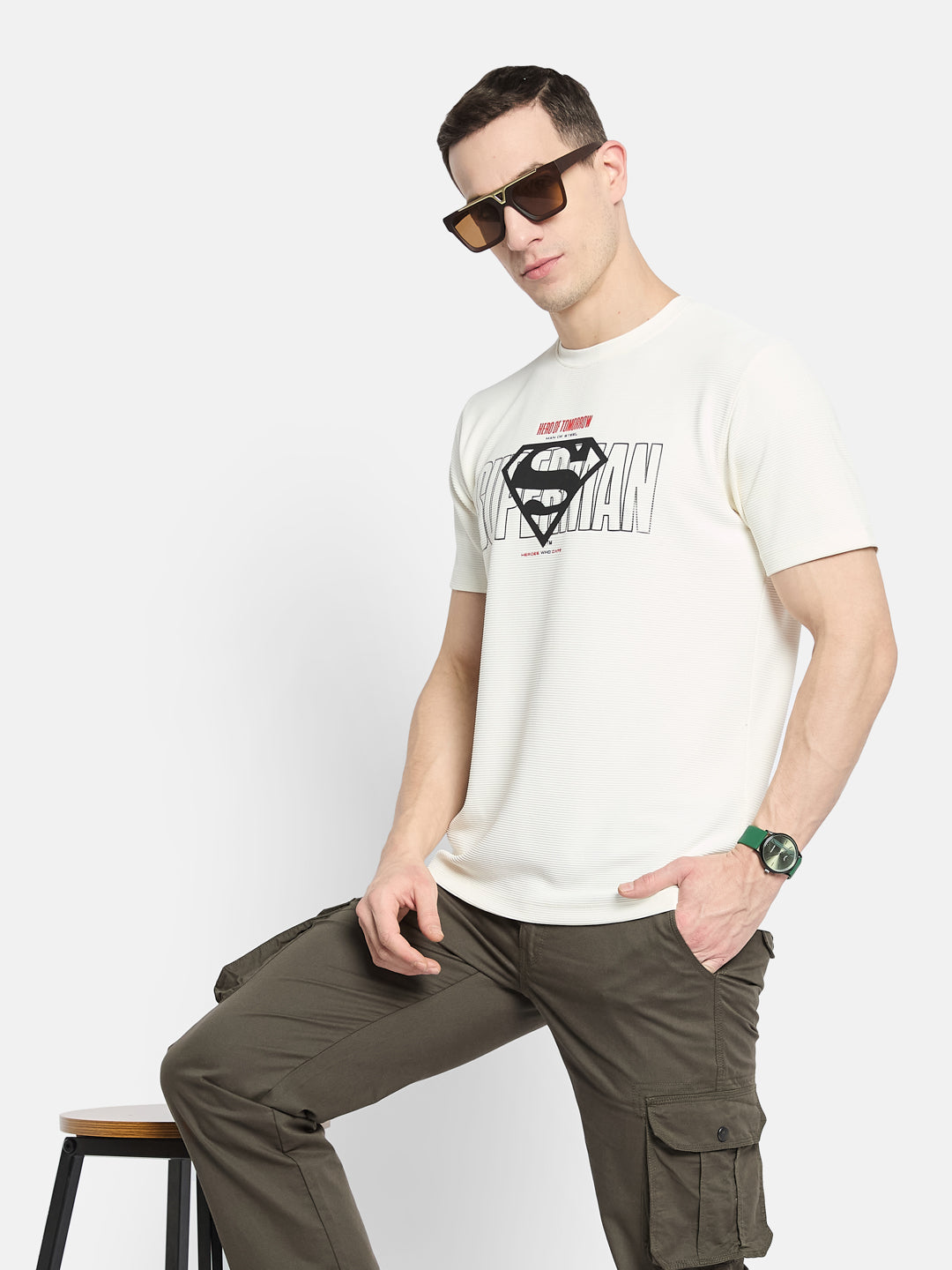 Octave Men Superman Printed T-shirt