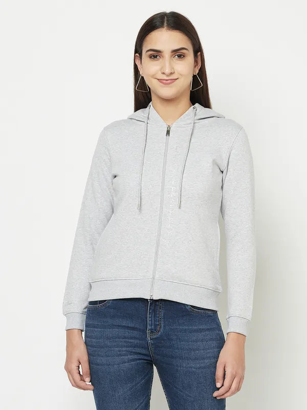 Women Grey Melange Sweatshirts