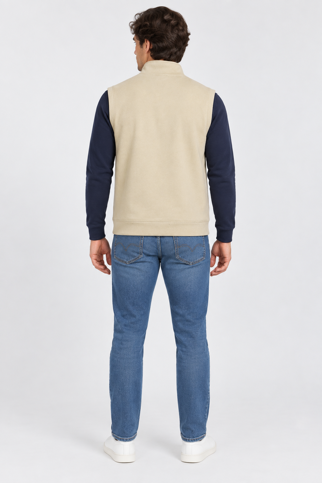 Men’s Natural Melange German Velvet Knitted Gilet – Regular Fit Full Zip Sleeveless Jacket