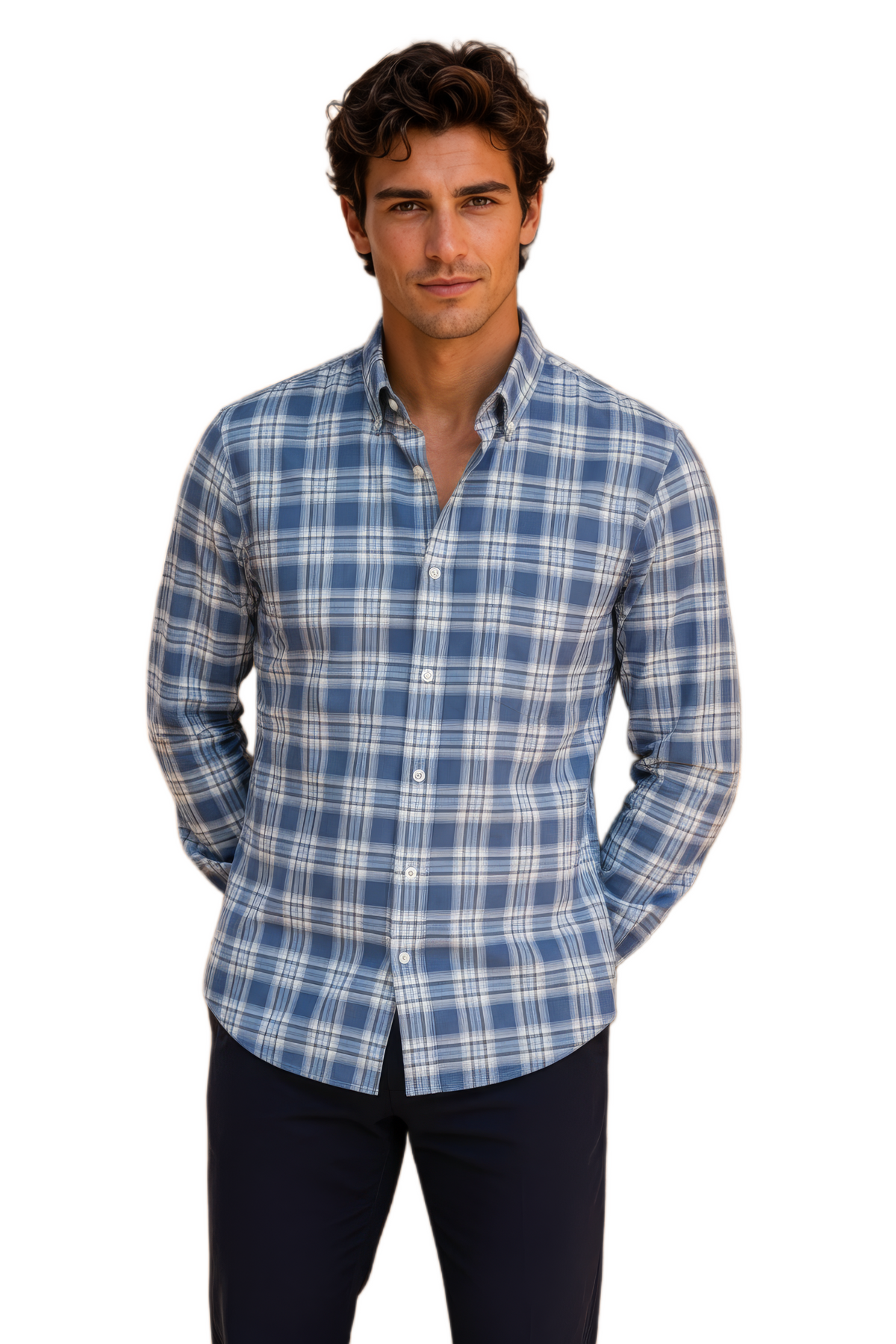 Men’s Air Force Blue Check Oxford Full Sleeve Shirt
