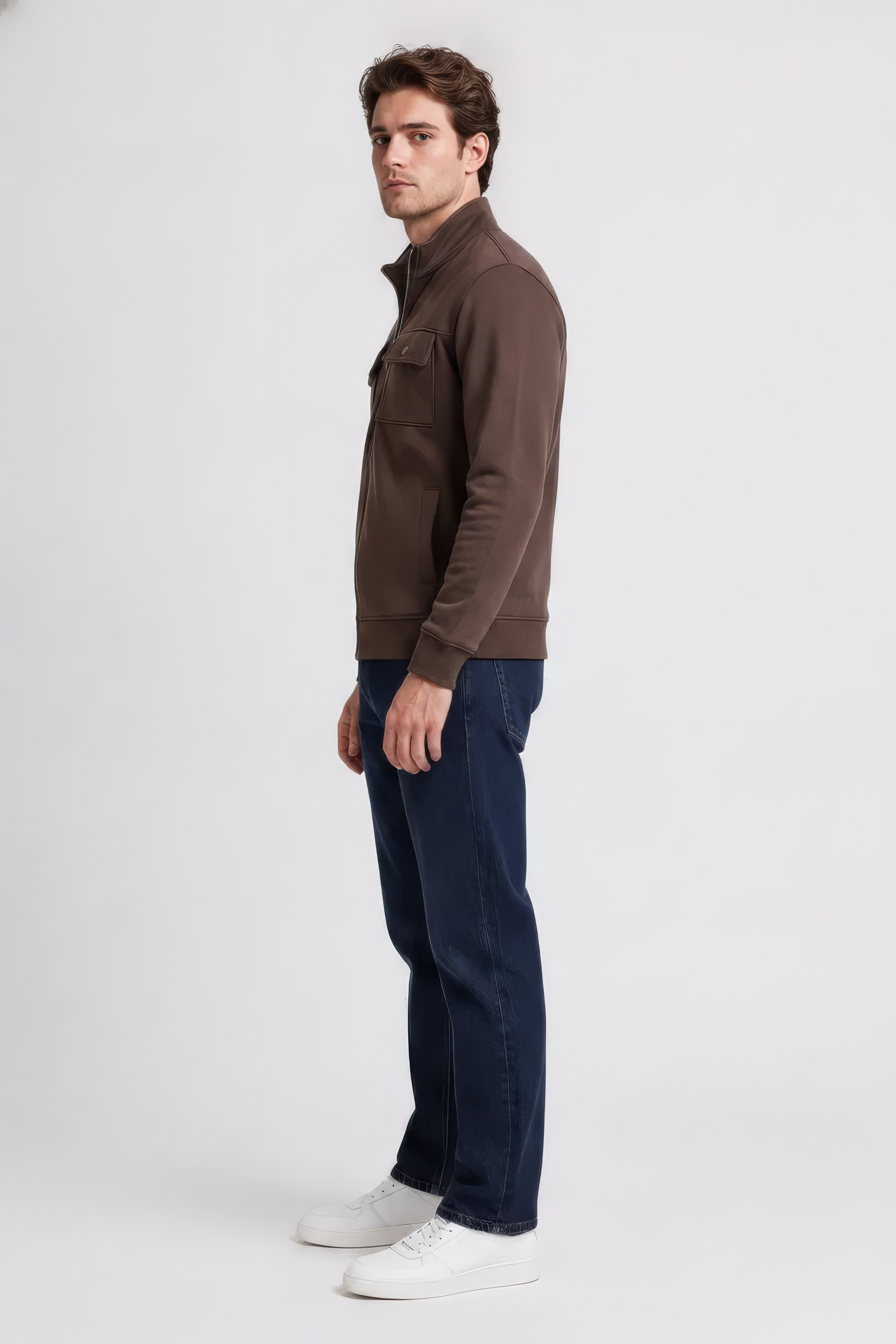 Espresso Men’s, Cotton Blend  Full-Zip Utility Pocket Sweatshirt