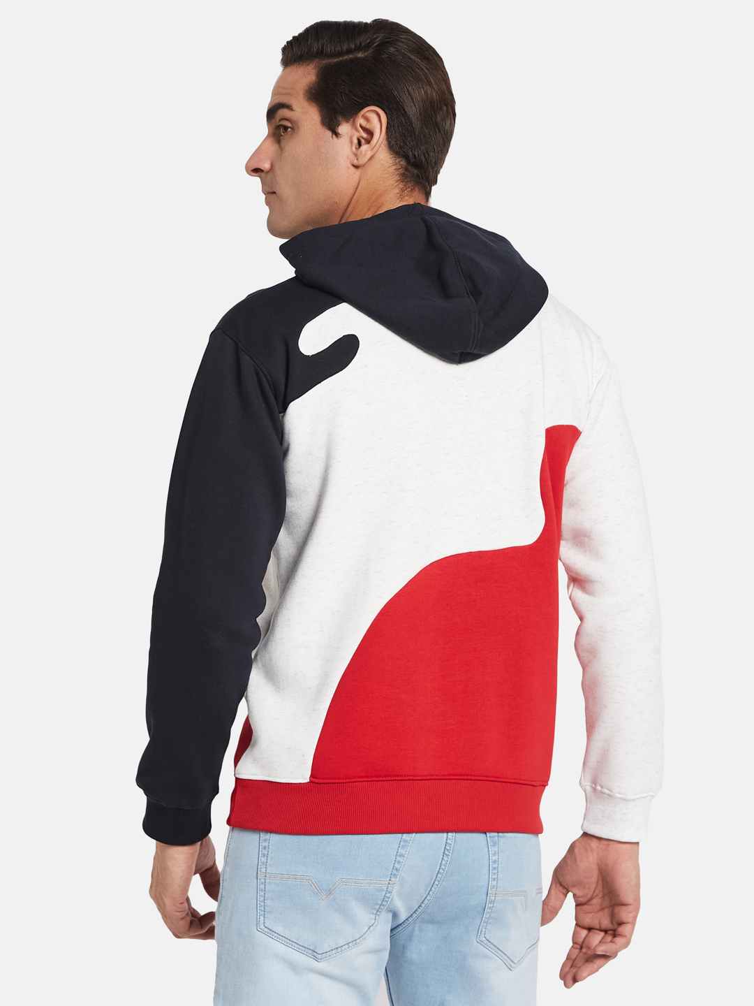 Octave Men Colourblocked Hooded Sweatshirt