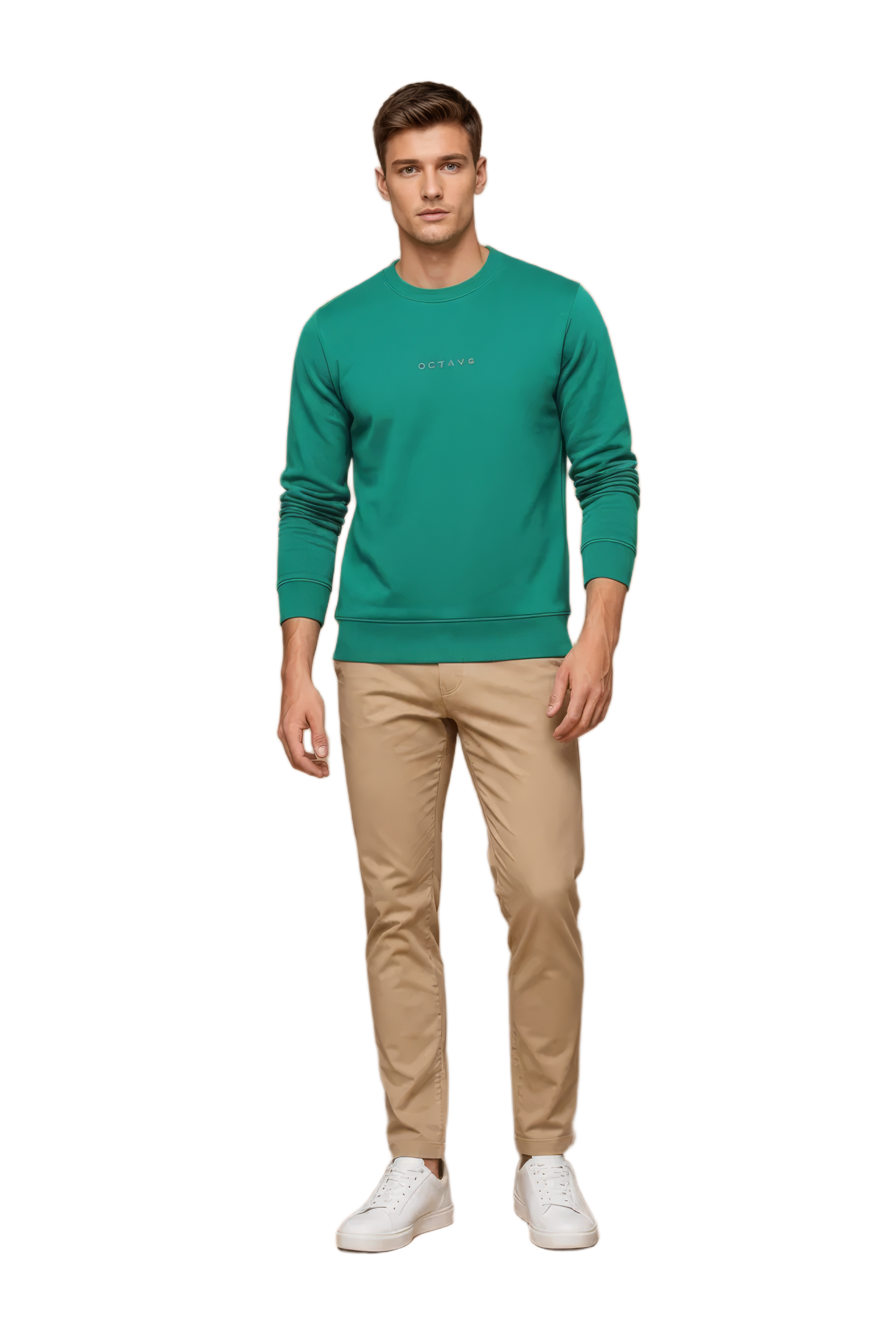 Men’s Premium Green Crew Neck Cotton Fleece Sweatshirt