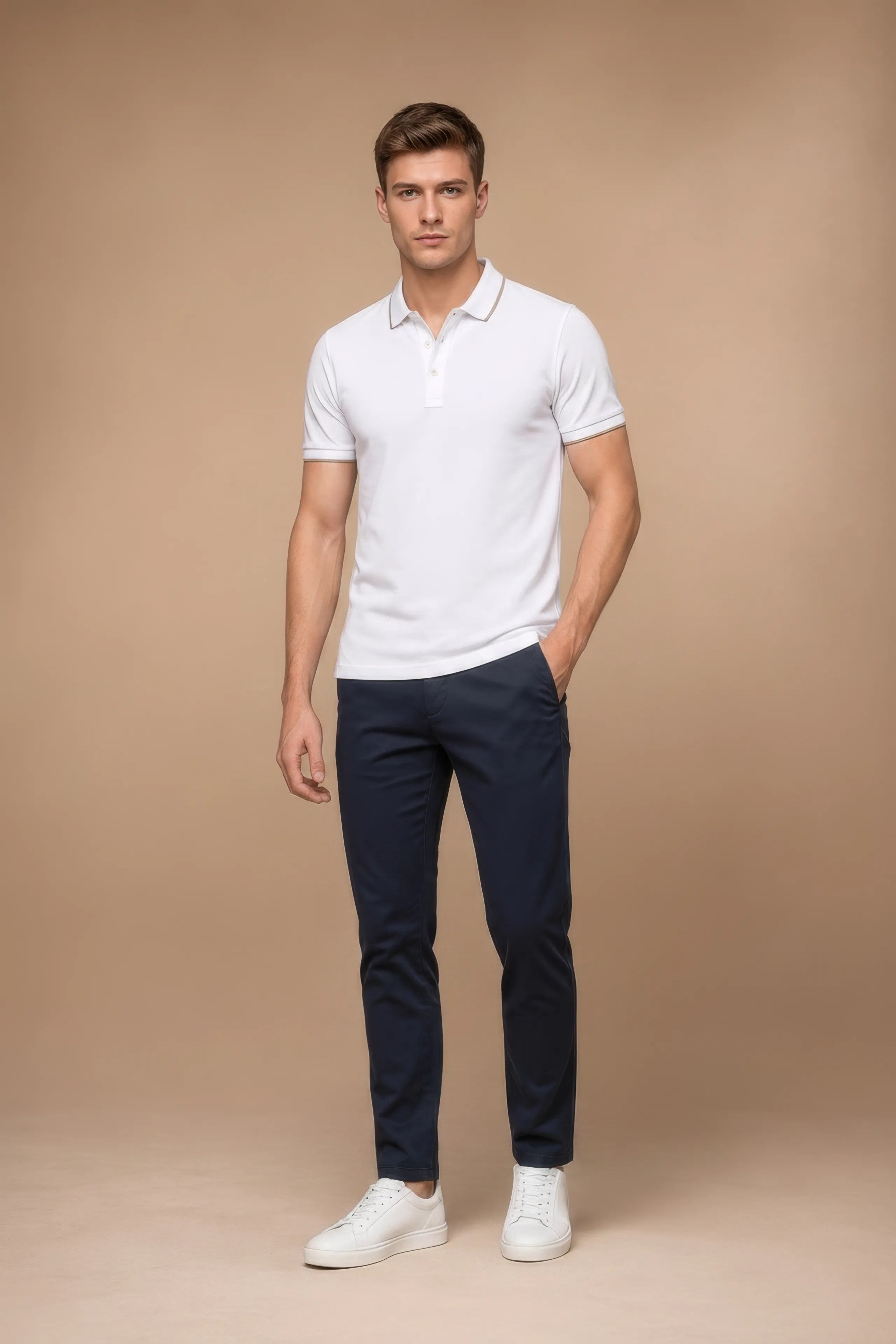 Men Navy Solid Trousers
