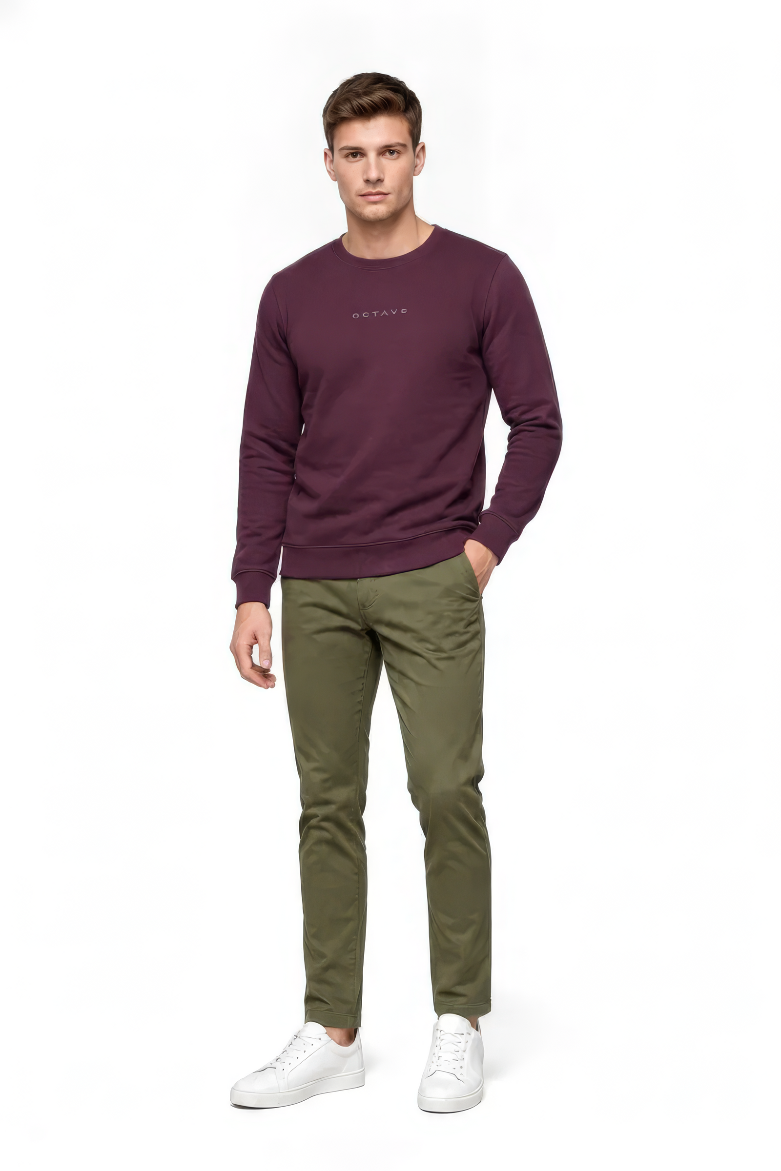 Men’s Premium Raisin Crew Neck Cotton Fleece Sweatshirt