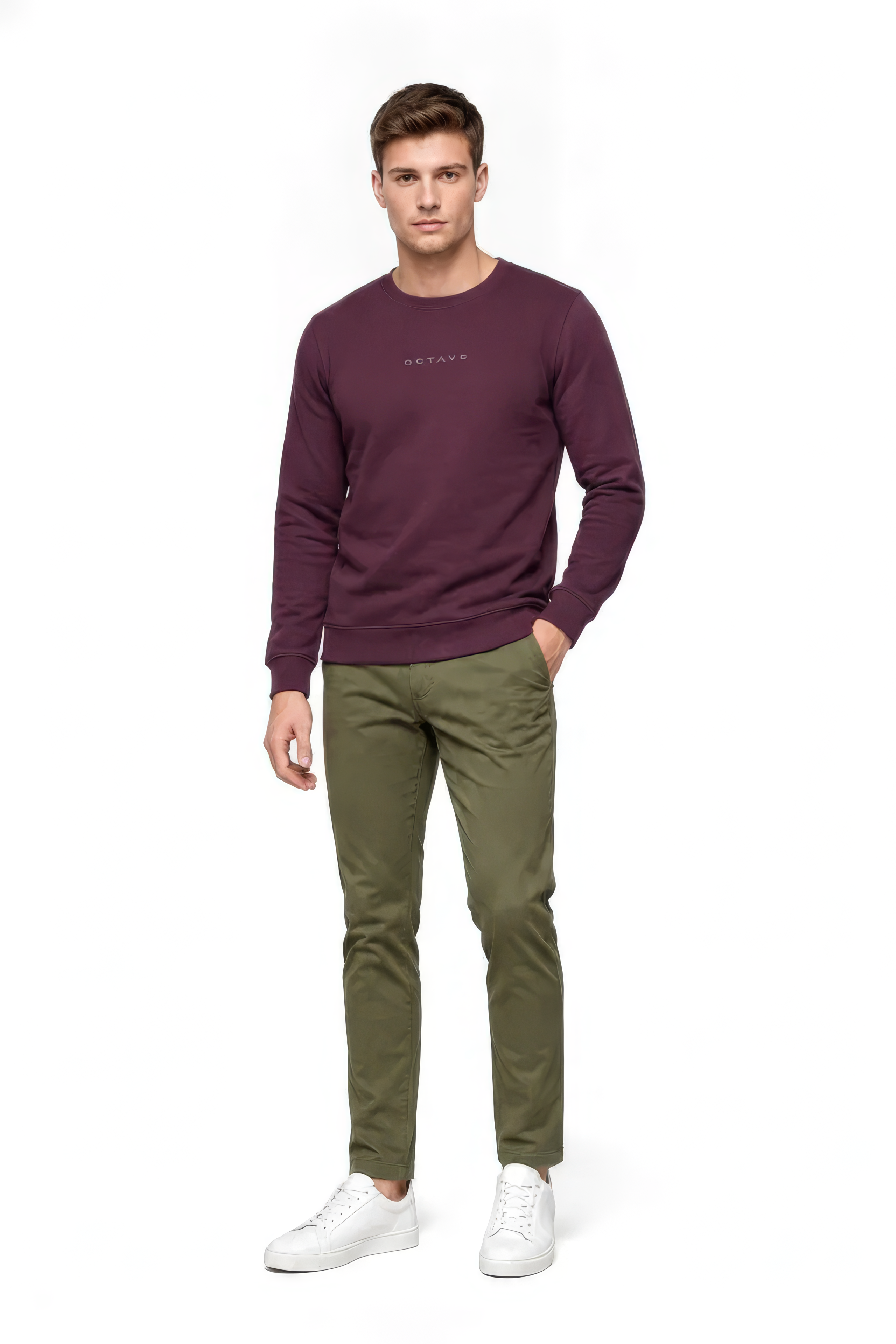 Men’s Premium Raisin Crew Neck Cotton Fleece Sweatshirt