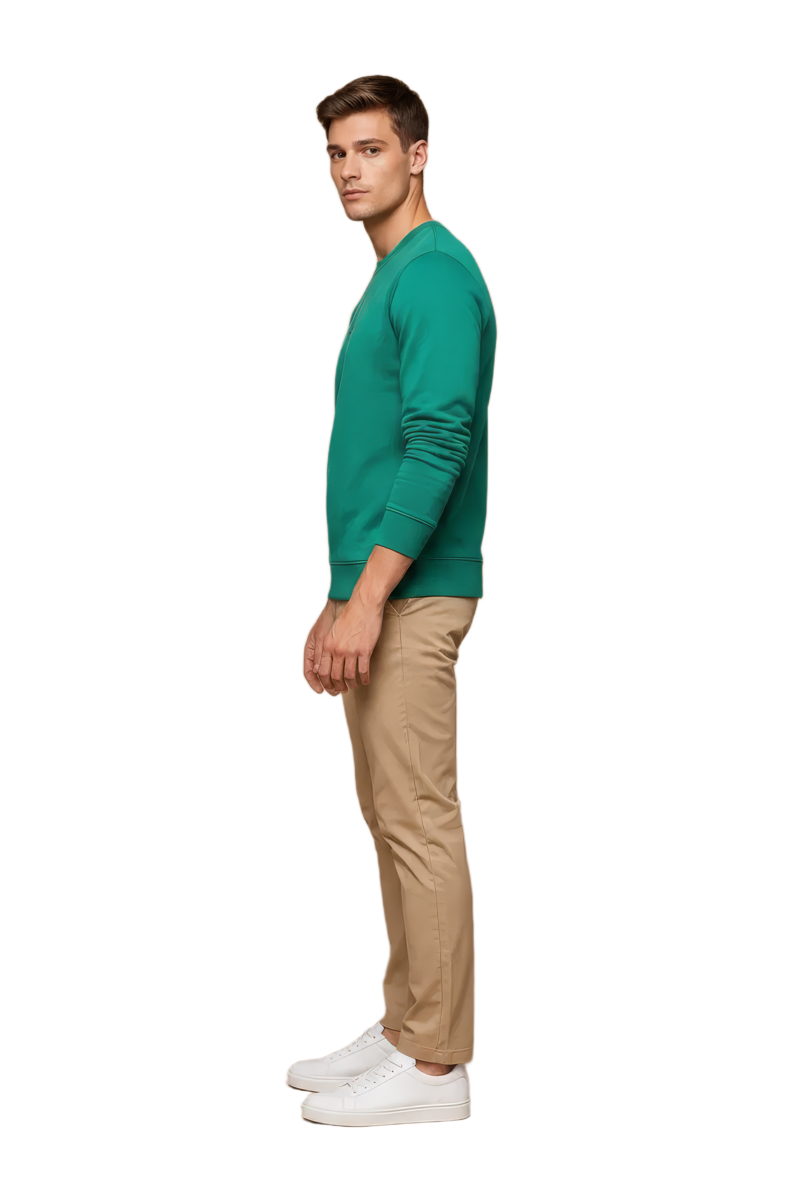 Men’s Premium Green Crew Neck Cotton Fleece Sweatshirt
