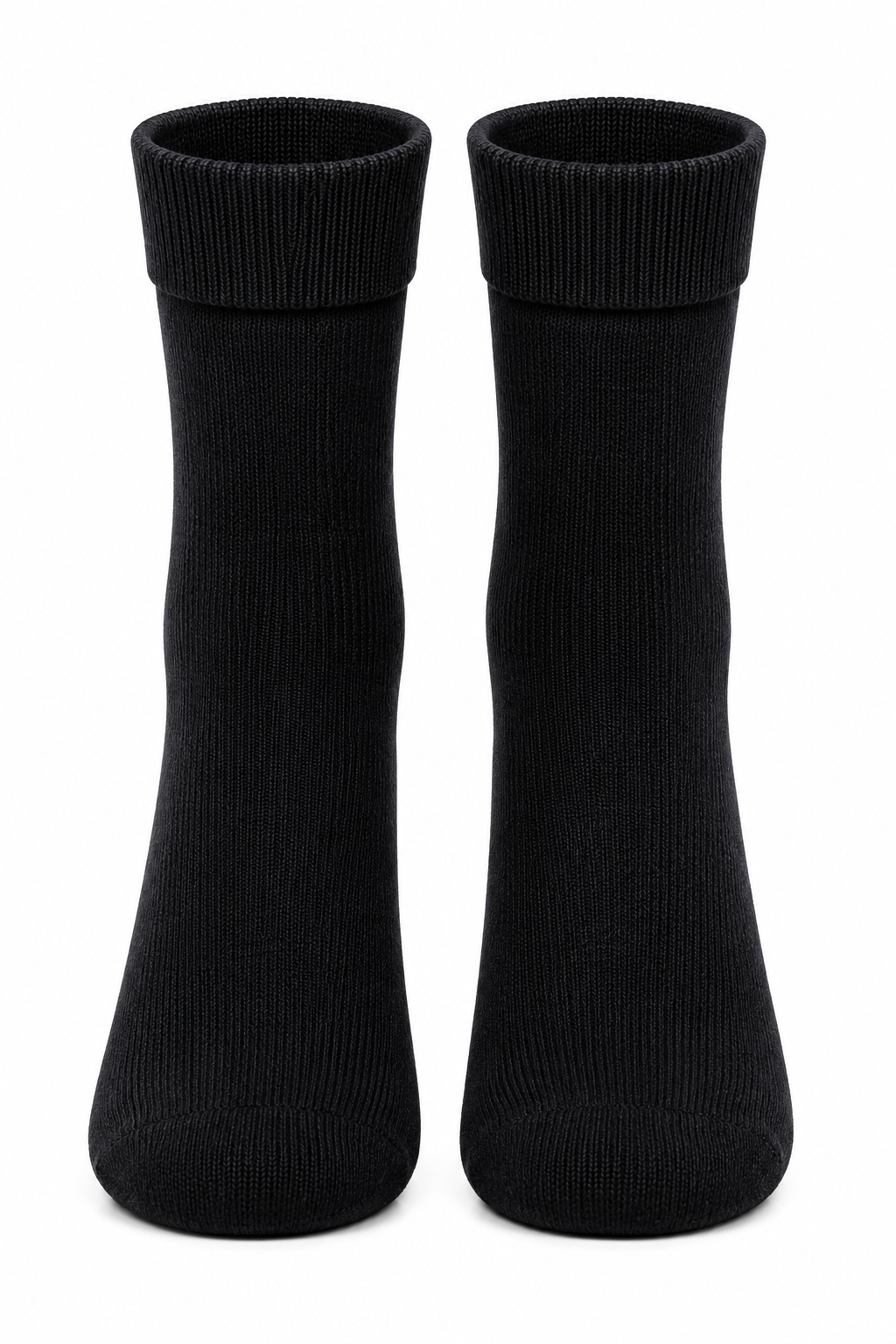 Men's Crew Length Solid Black Cotton Blend Socks