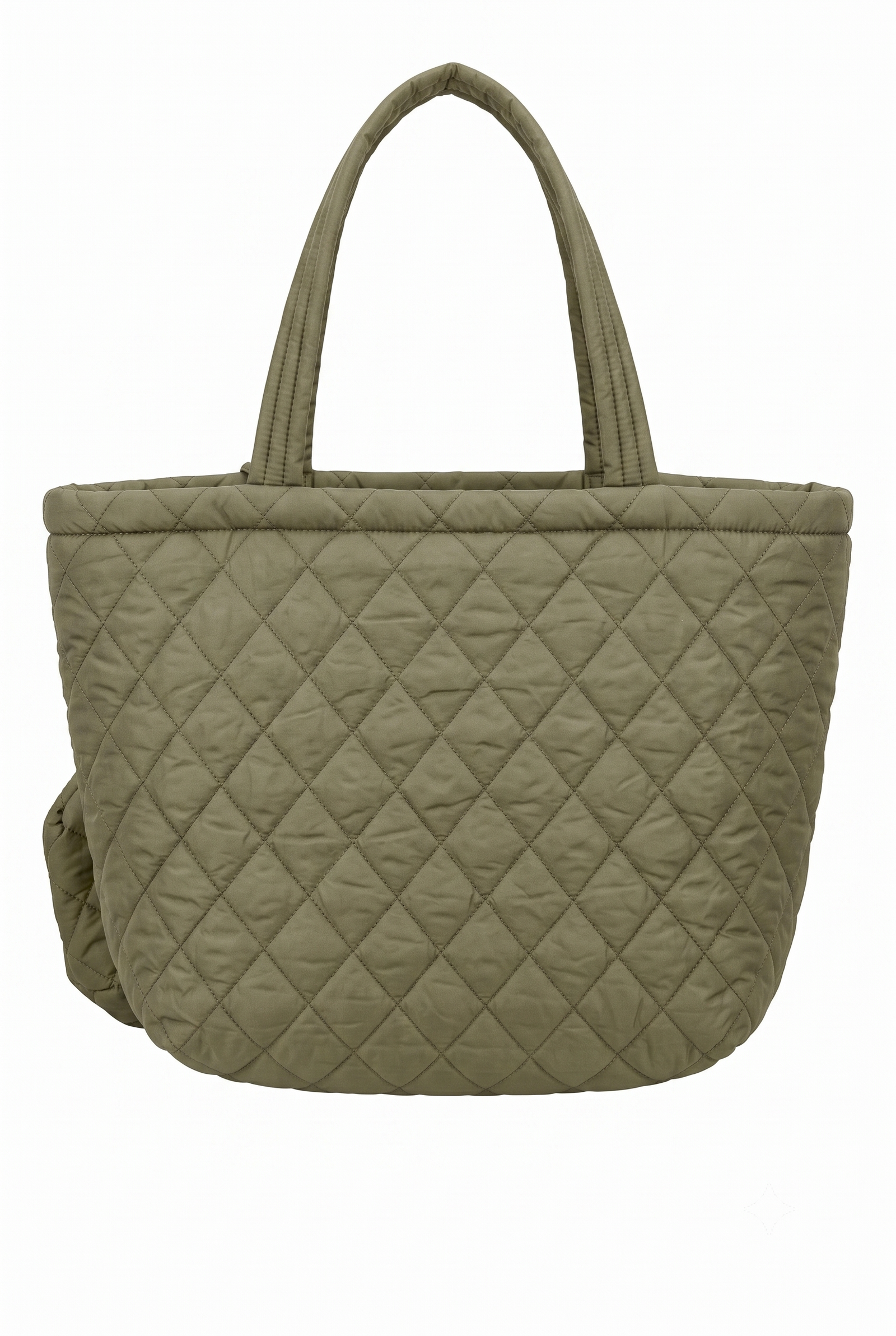 Women's  Olive Green Quilted Tote Handbag with Pouch | Lightweight Shoulder Bag | Large Capacity Everyday Travel Tote